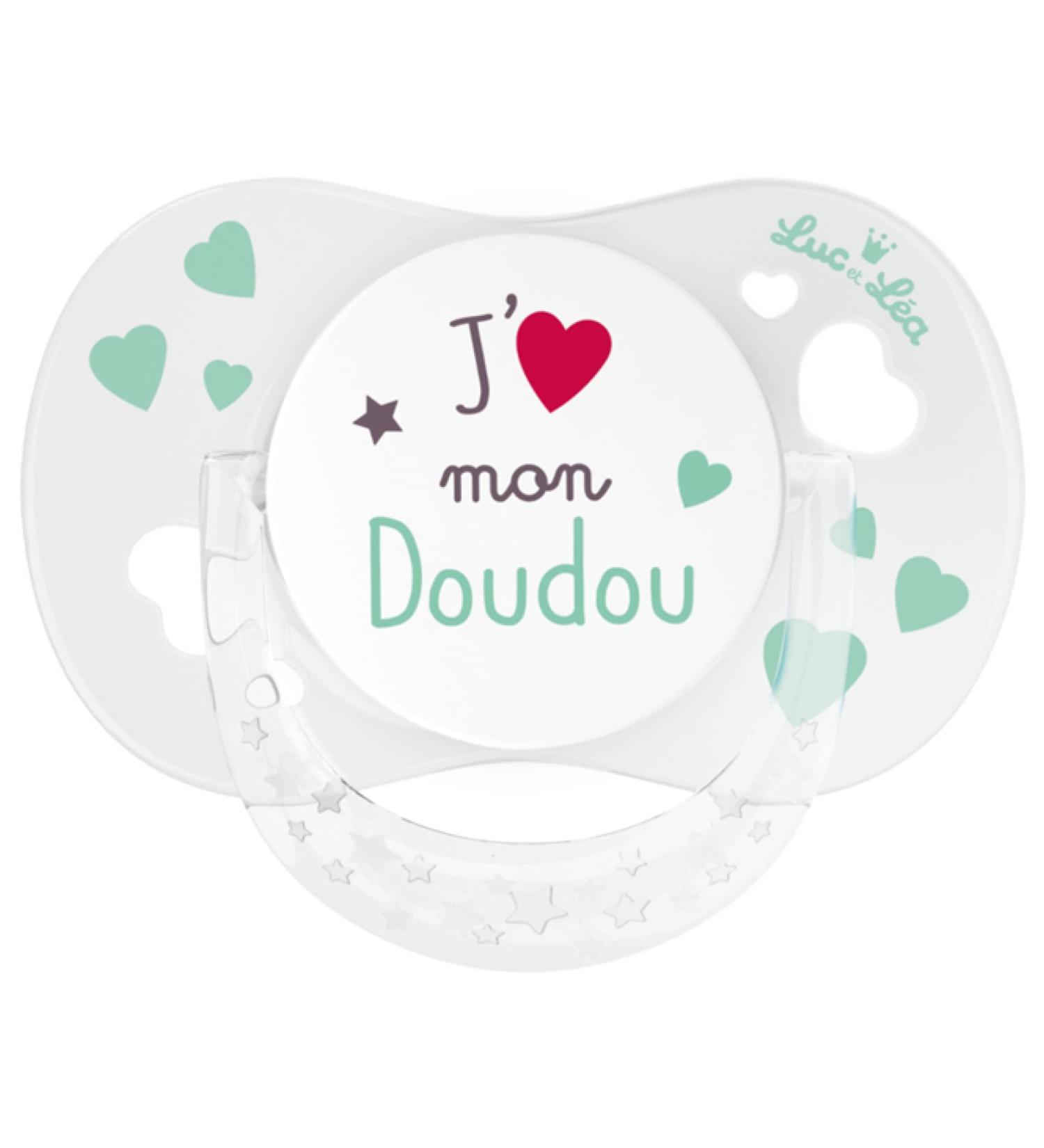 Luc et L a J'aime mon Doudou Silicone pacifier with ring 0 - 6 months physiological J'aime mon Doudou