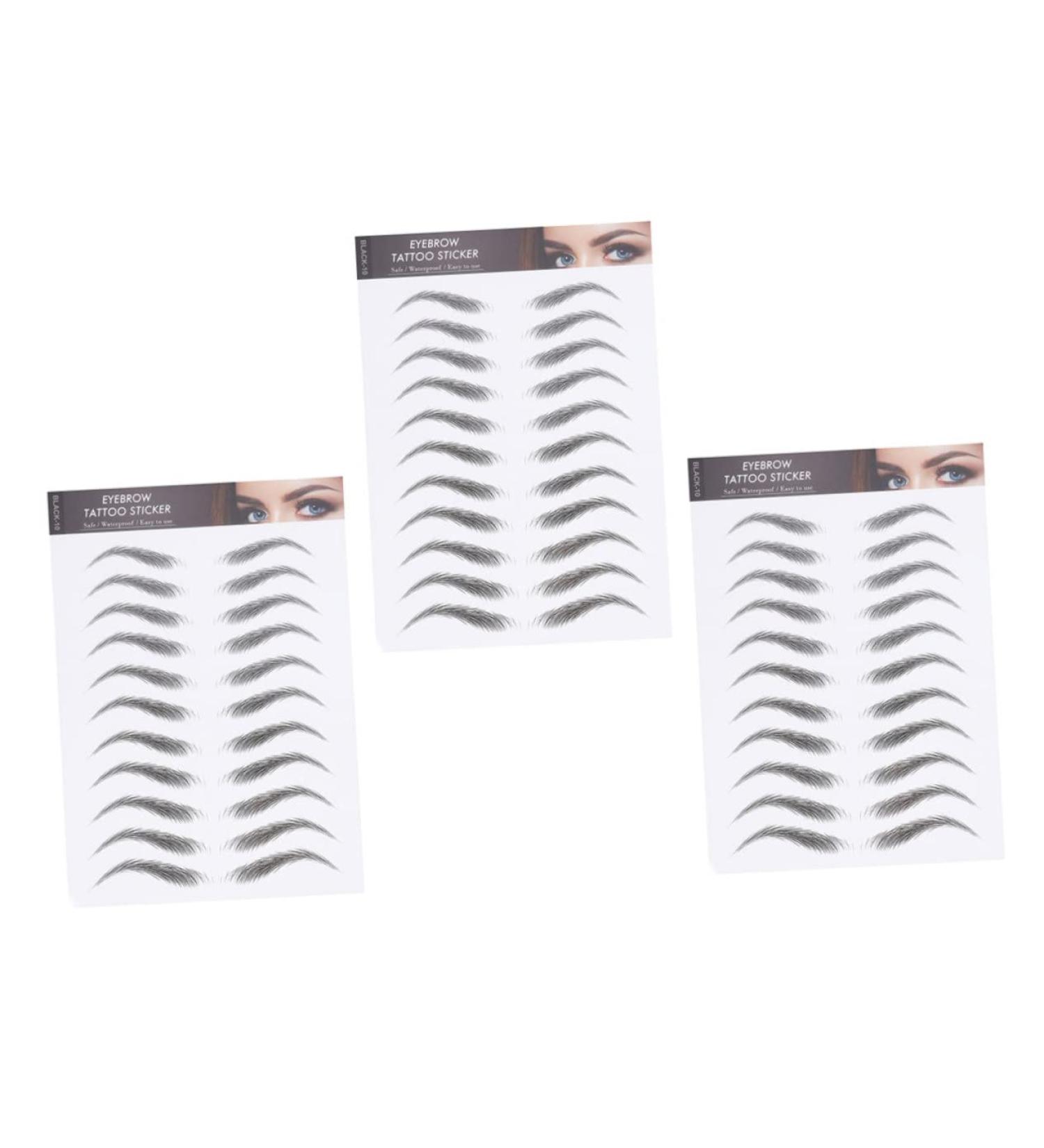Gogogmee 3 Sheets Waterproof Eyebrow Stickers Lazy Eyebrow Transfer Stickers Water Proof 3 Stickers 21x15cm Black 2 - Buy Online on GoSupps.com