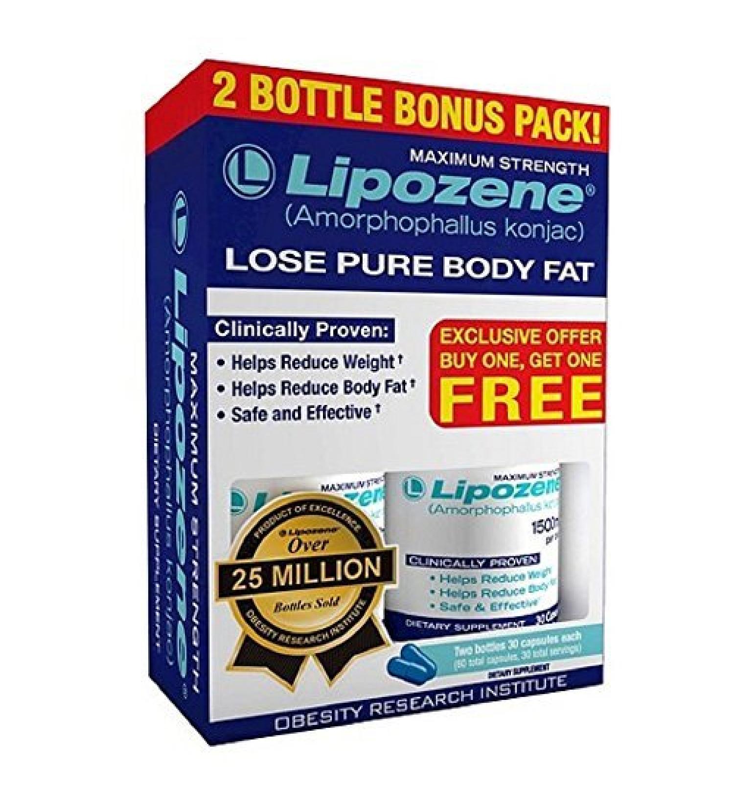 Lipozene - Weight Management Supplement - Appetite Suppressant Two Bottles 60 Capsules Total