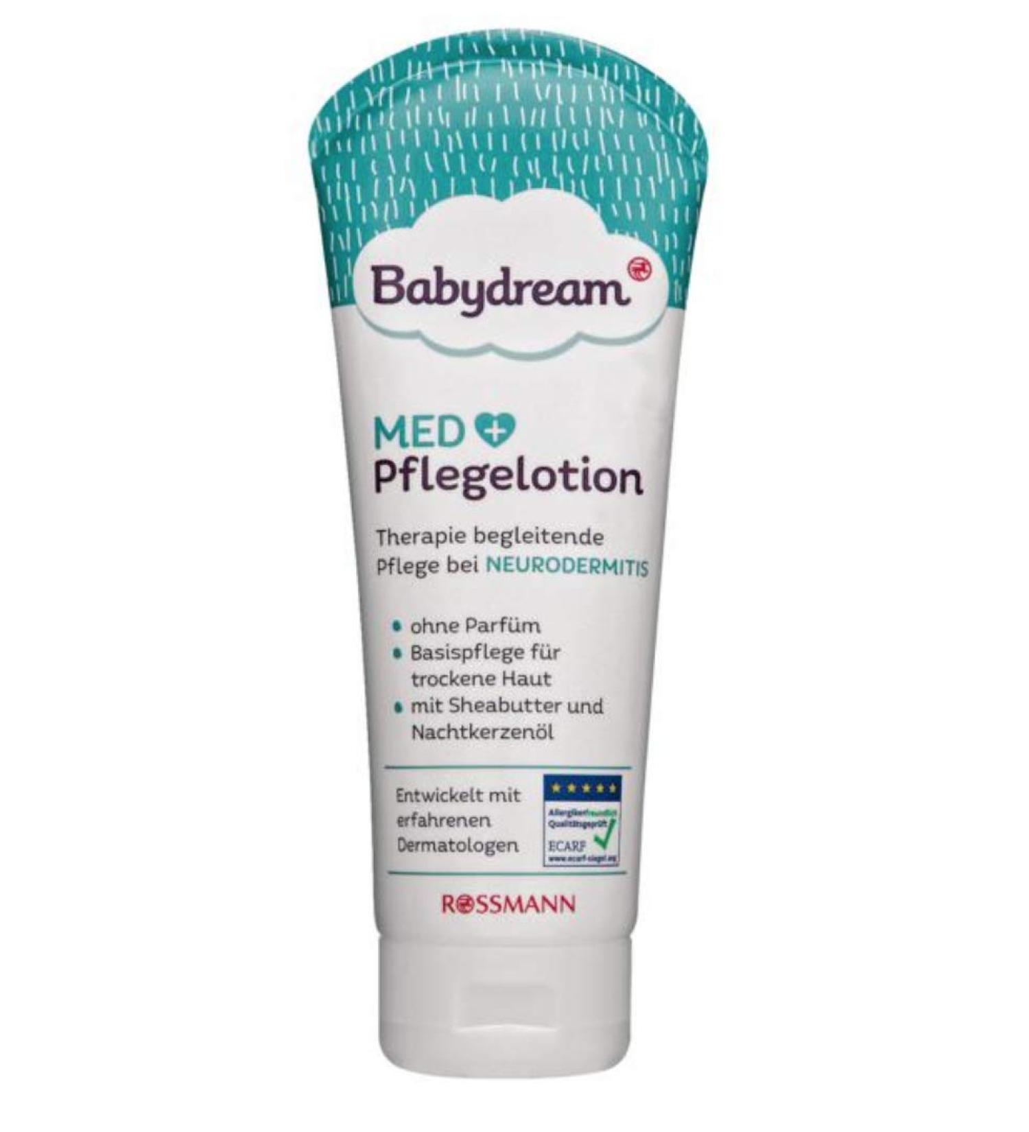 Babydream MED care lotion accompanying care for neurodermatitis perfumefree basic care for dry skin with shea butter and evening primrose oil 200 ml