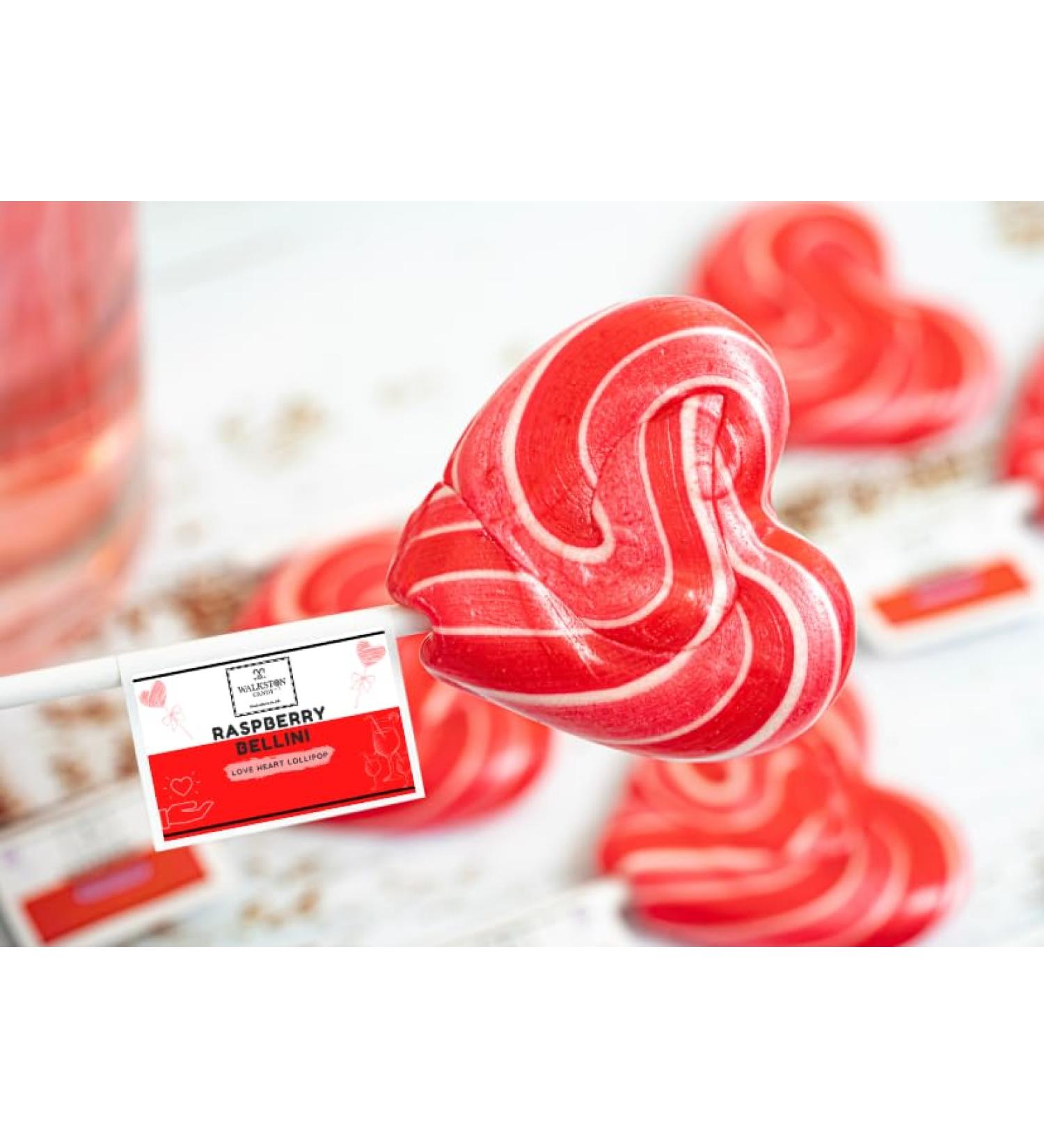 Raspberry Proseco Love Heart Lollipops (6)