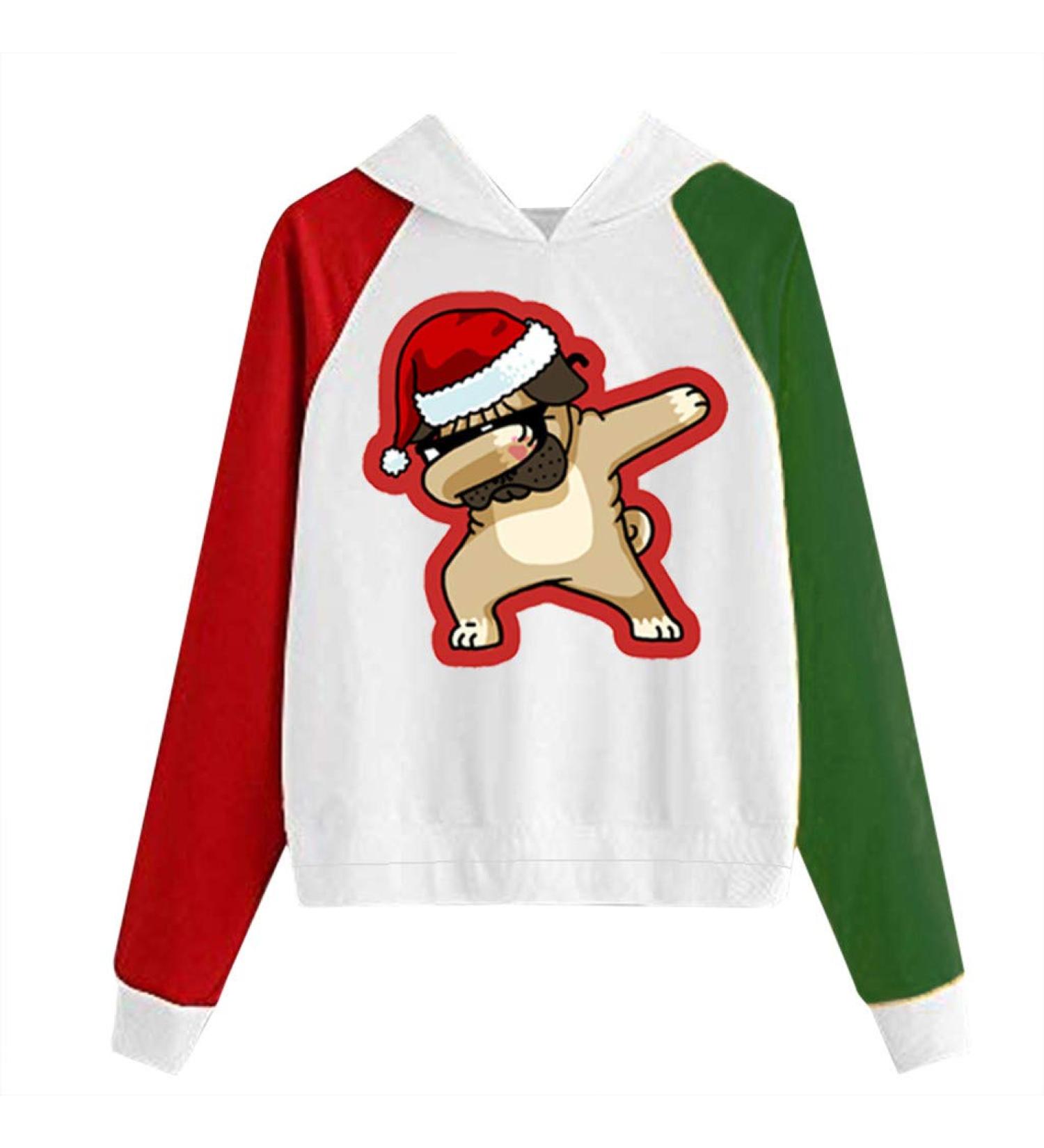 Bigfanshu Womens Dresses Christmas Print Hooded Long Sleeves Sweatshirt Pullover Tops Shirt - Buy Online on GoSupps.com