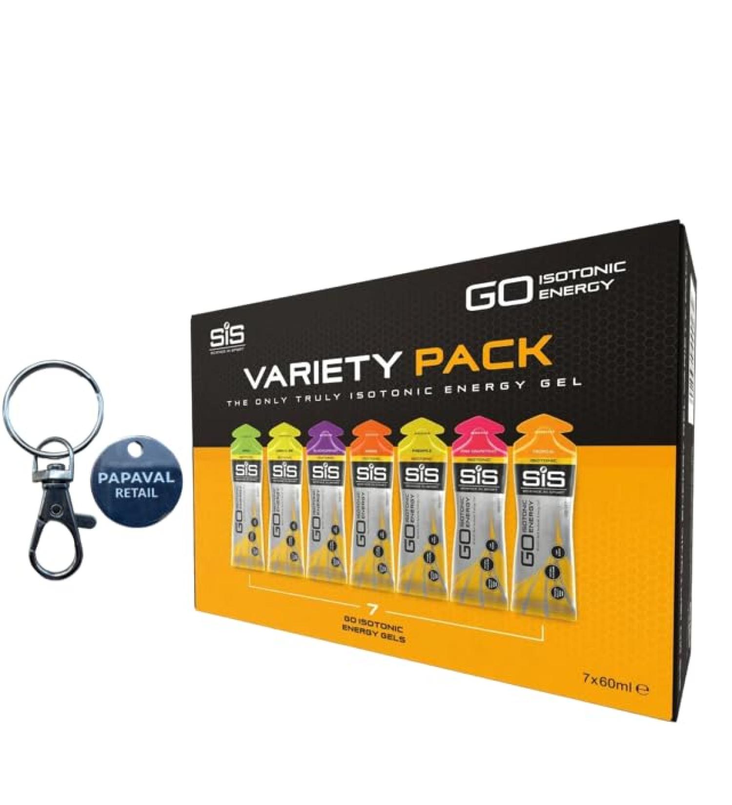 Science In Sport Variety Pack of 7 Isotonic Gels 60ml with Key Ring (2 x Pack of 7x60ml)