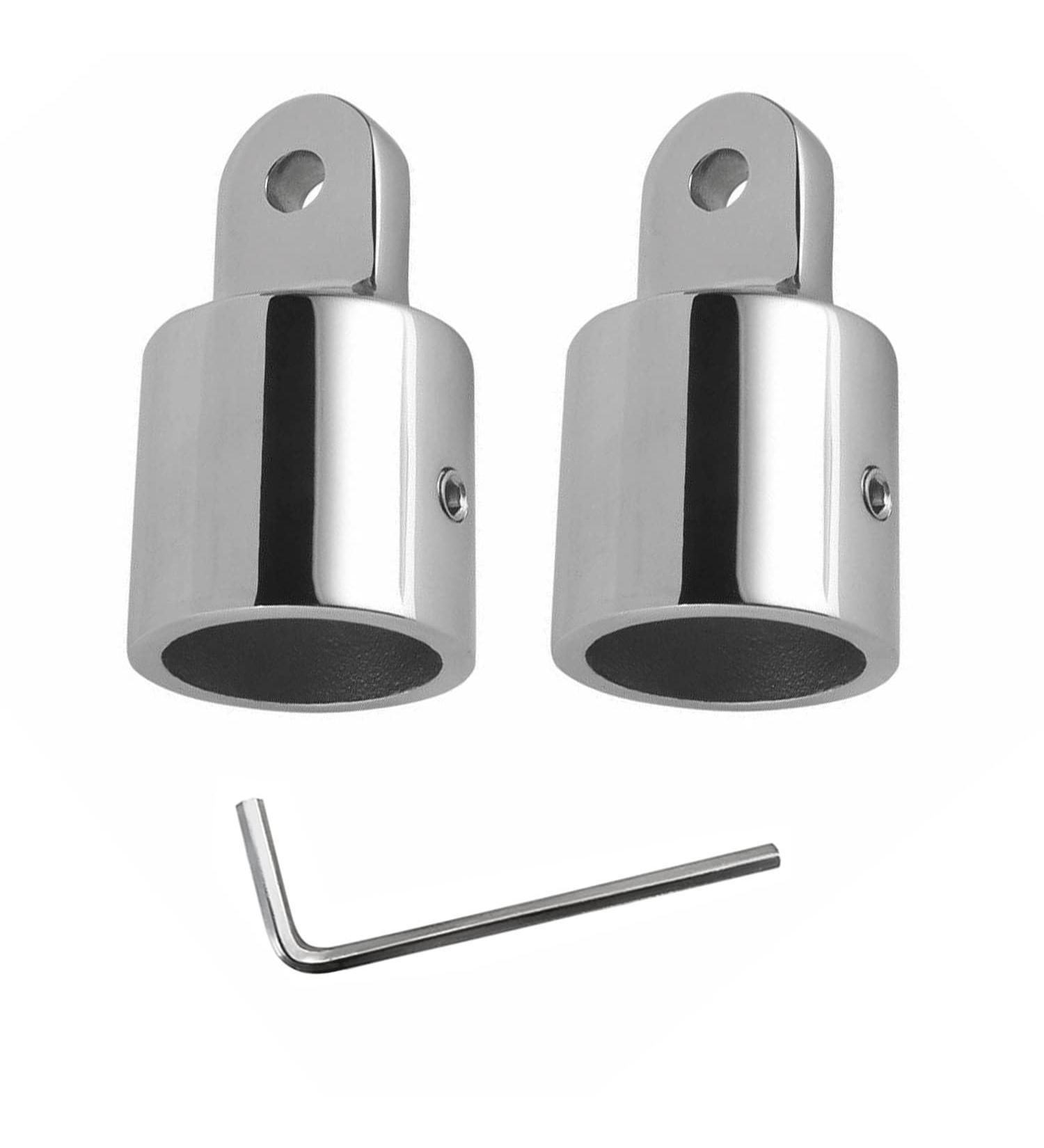 Stainless Steel Bimini Top Cap Eye End Boat Fitting - 2 Pack, Fits 7/8 or 1 Round Tubing - Shenghuiss 316 SS, L Shape Hex Key Included - Buy Online on GoSupps.com