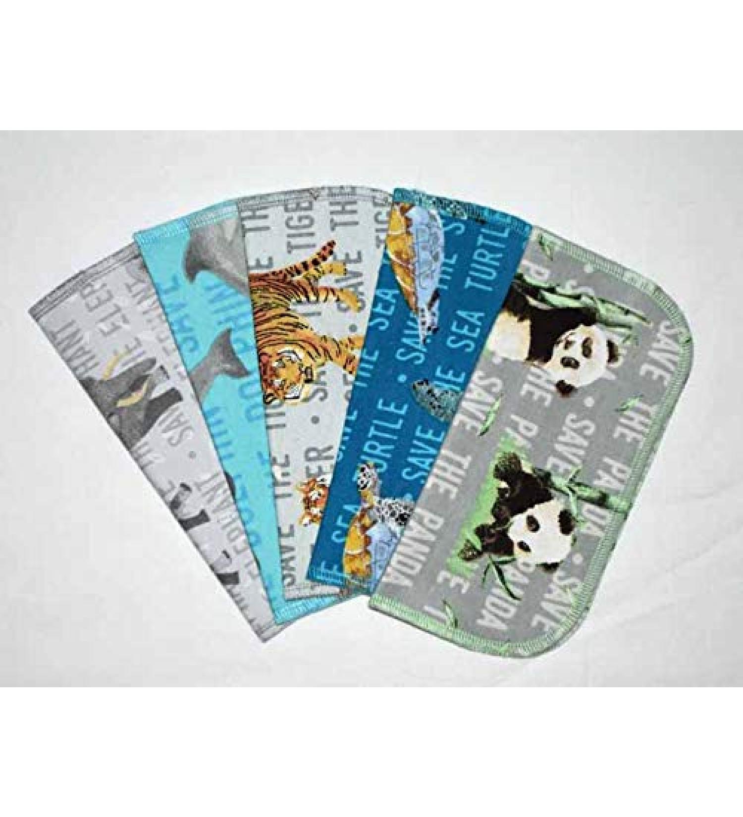 Save The Animals 2 Ply Printed Flannel 8x8 Inches Set of 5 - Buy Online on GoSupps.com