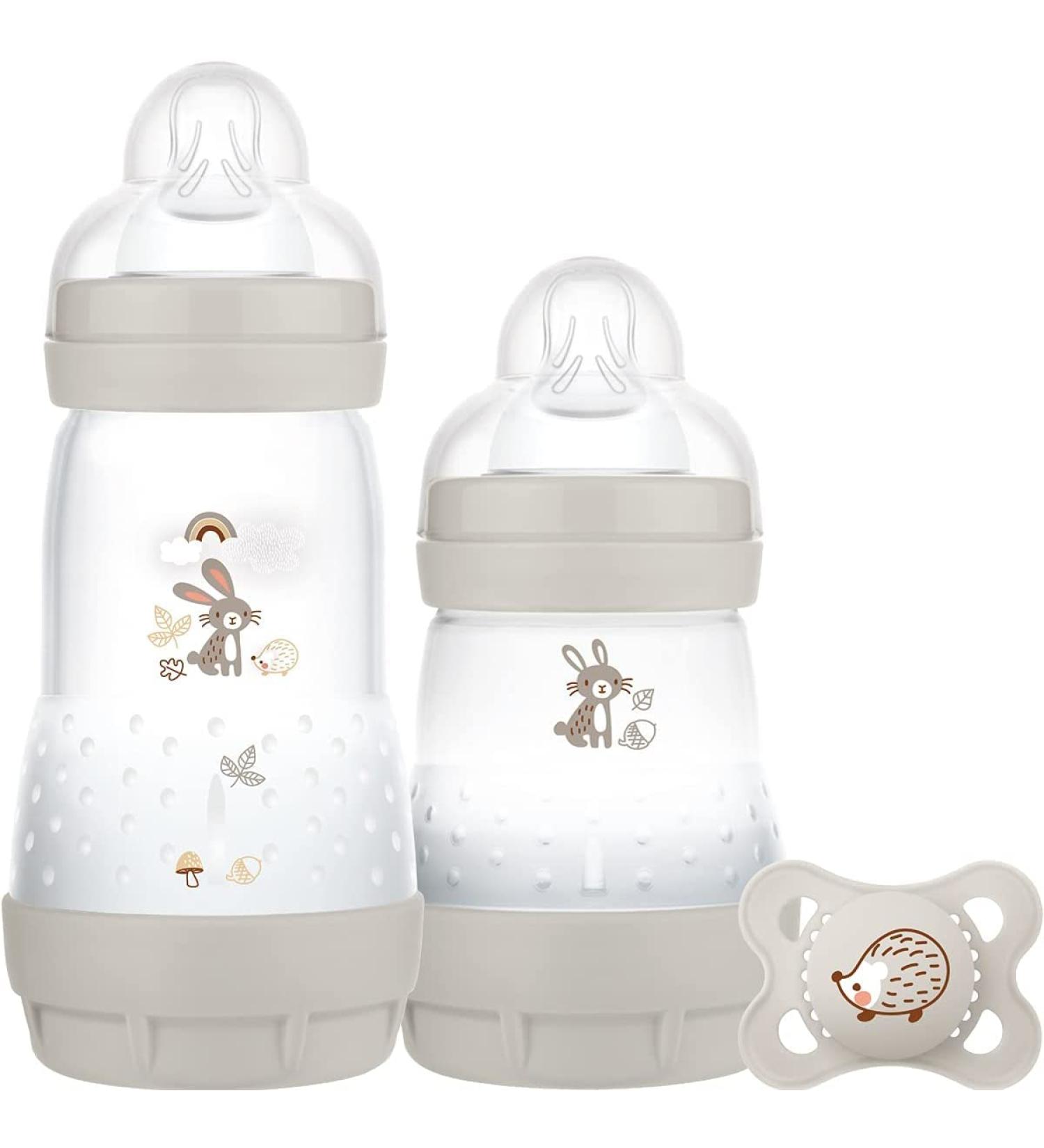 MAM Easy Start Colours of Nature Anti-Colic Starter Set - Bunnies | Non-Shiny Matt Finish | Grey Newborn Bottle Set & Soother Essentials - Buy Online on GoSupps.com