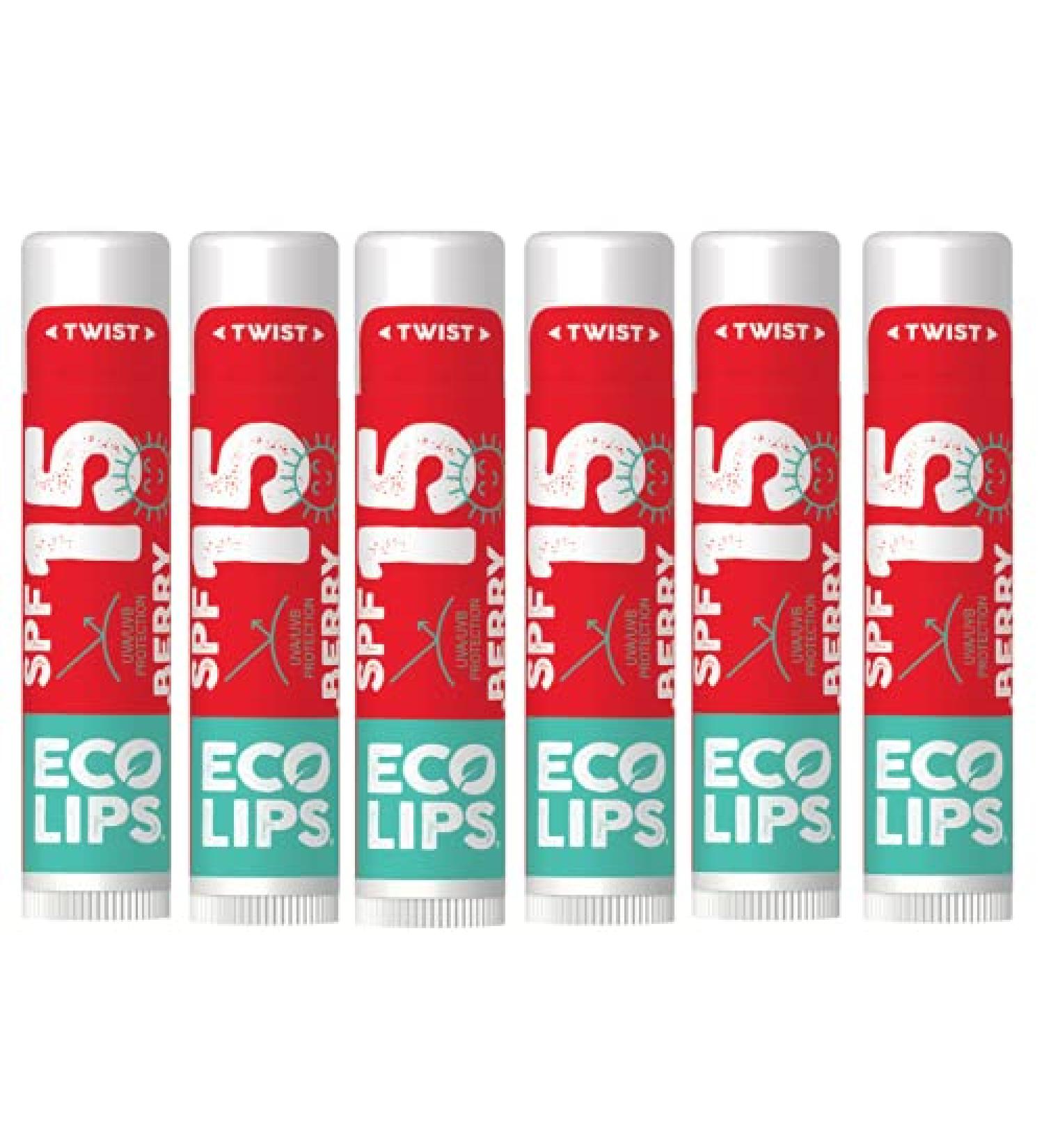Eco Lips Classic Berry SPF 15 Lip Balm 6-Pack - Made in USA | Broad Spectrum Sunscreen - Buy Online on GoSupps.com