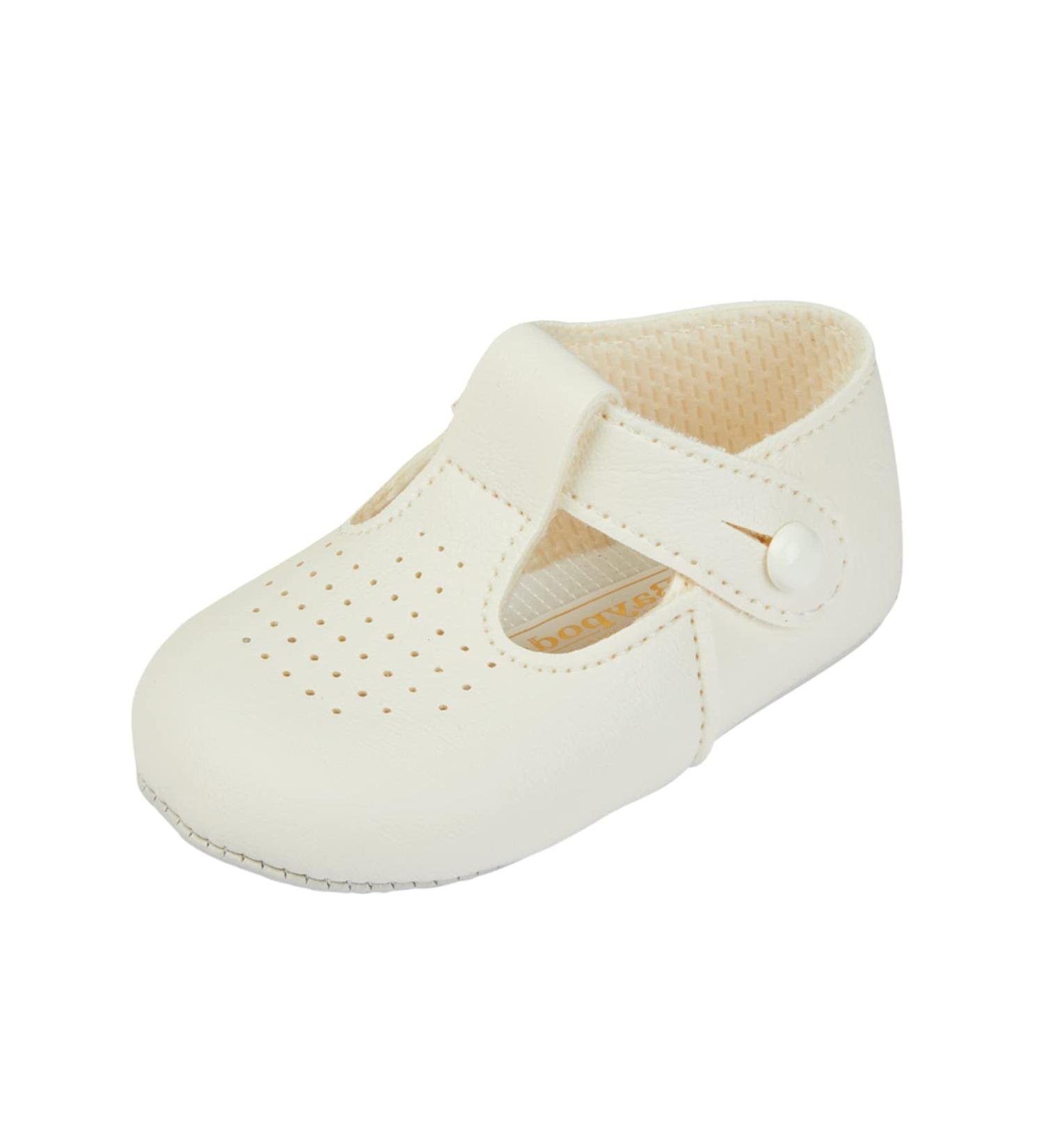 Baypods Soft Soled Pre Walker Shoes for Boys & Girls | T-Bar Style | Made in England | Cream - Buy Online on GoSupps.com