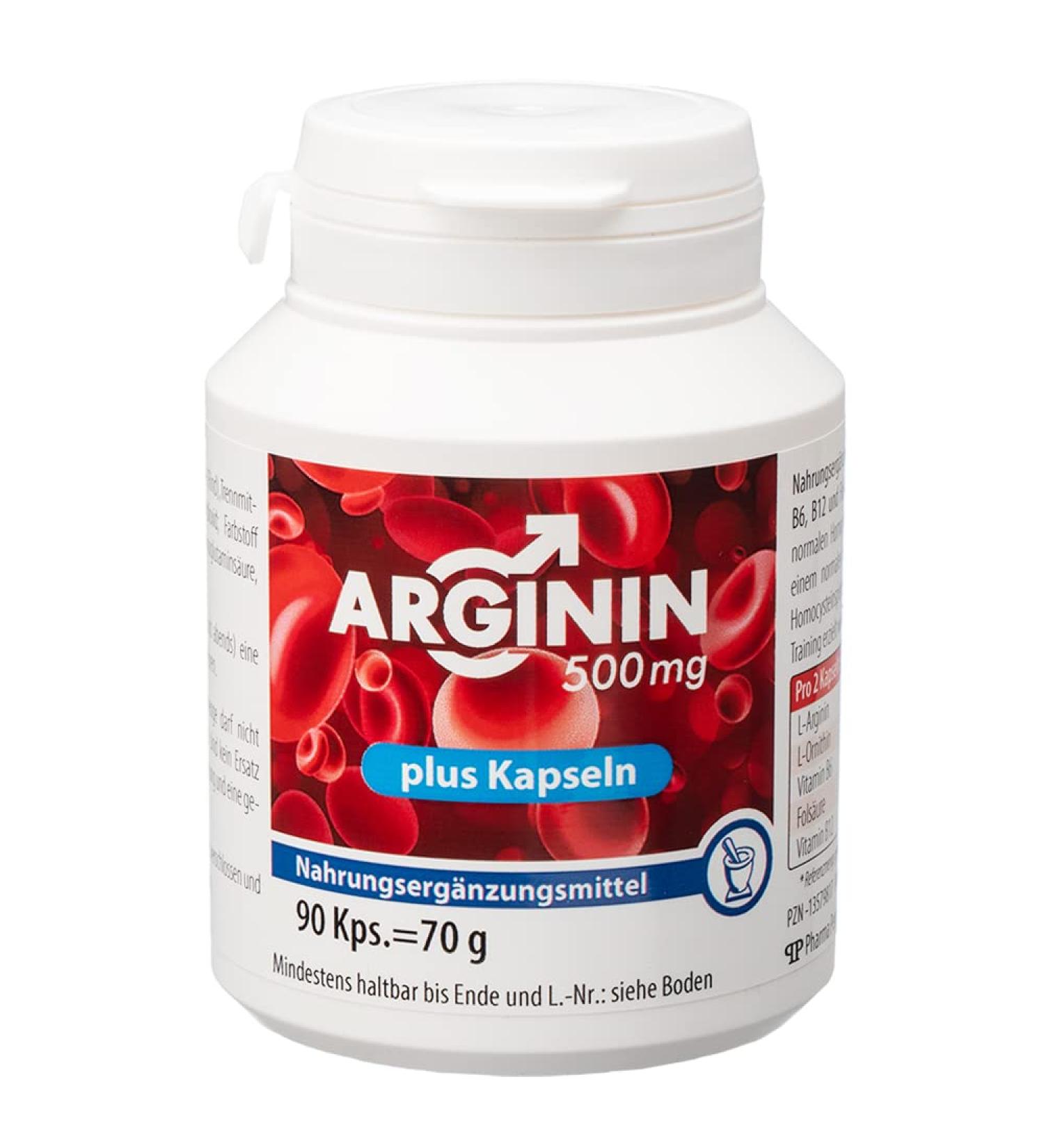 ARGININE 500 mg Plus Capsules with Vitamin B6 & B12 - Supports Normal Homocysteine Levels - 90 Capsules | Shop Internationally - Buy Online on GoSupps.com