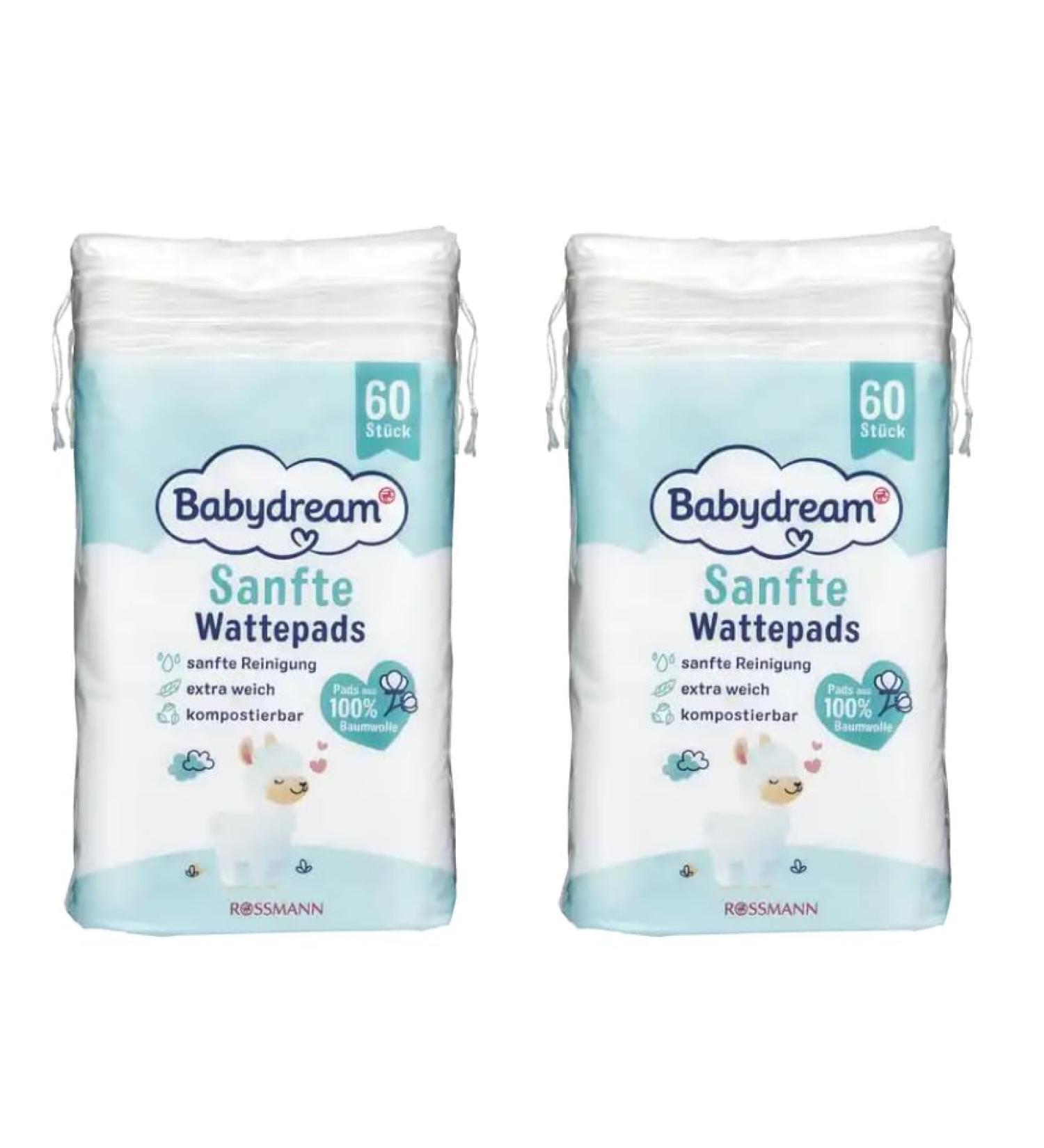 Babydream cotton pads 100% cotton pack of 2 (2 x 60 pcs)