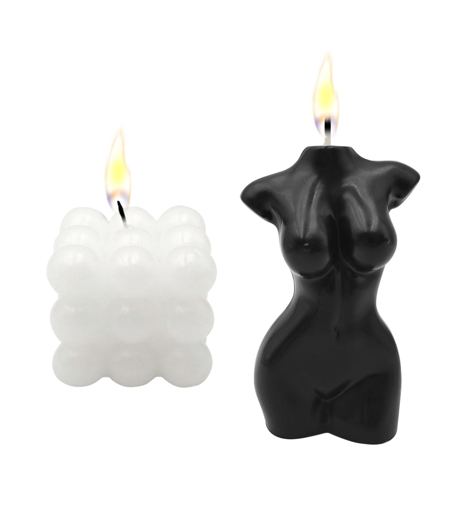 Buy 2 Pieces Bubble & Female Body Shaped Soy Wax Candles | Cute Home Decor & Perfect Gifts for Bedroom Bathroom & Weddings - Buy Online on GoSupps.com