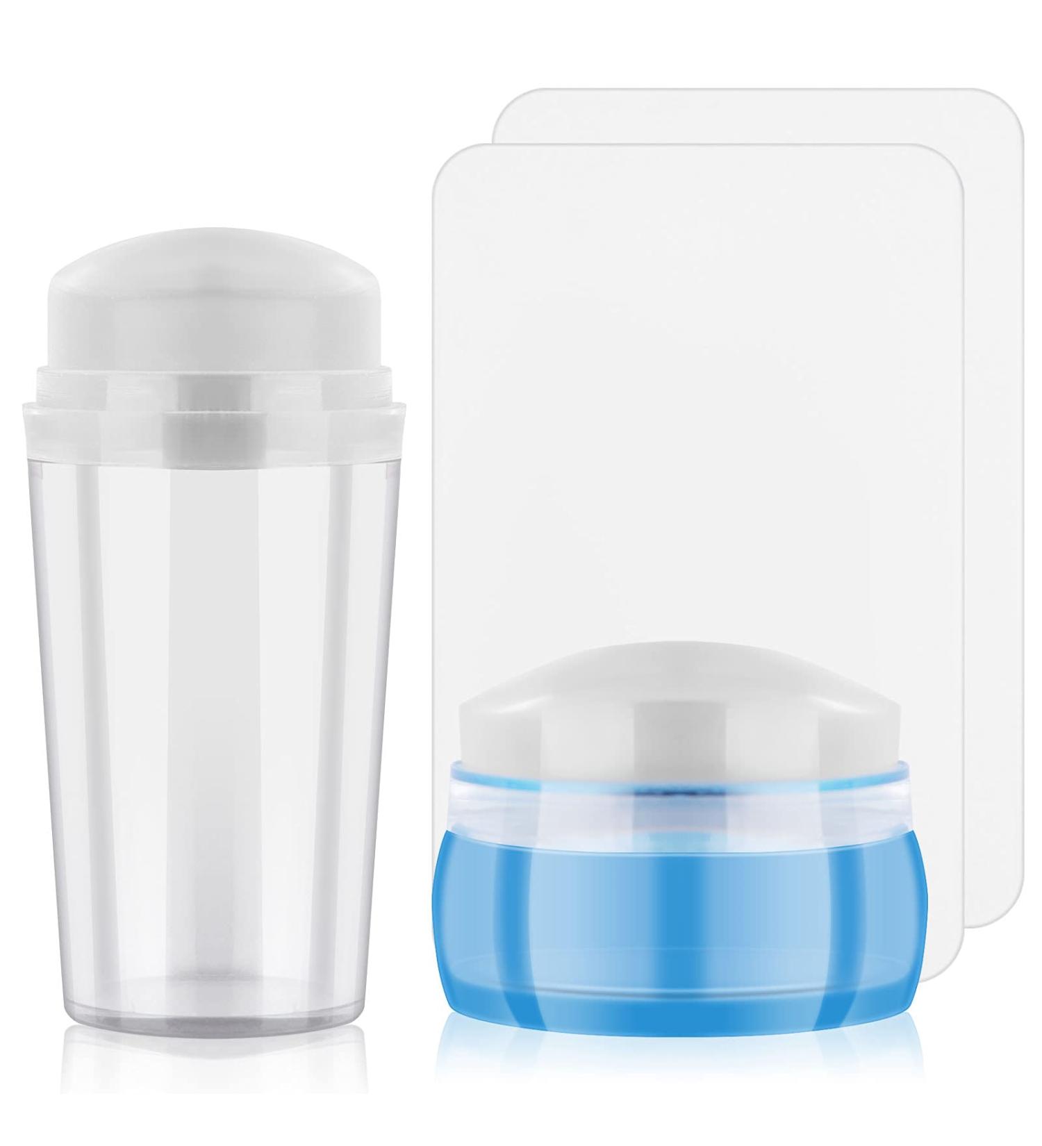 EBANKU 2 PCS Blue Clear Silicone Nail Art Stamper Kit - Transparent Soft Jelly Stamper for Manicure Tools (2 Styles) - Buy Online on GoSupps.com