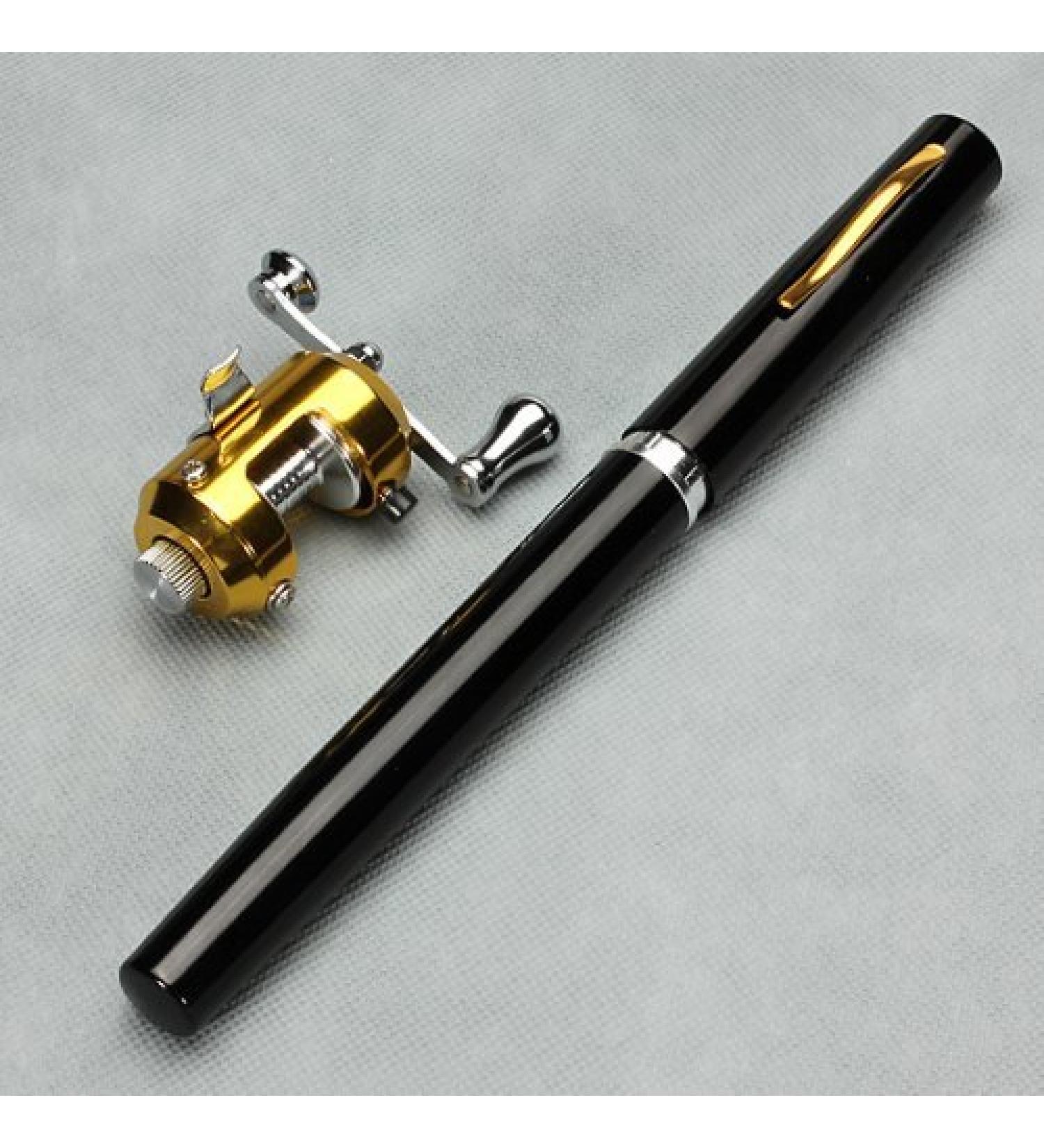 Krismile 38-inch Mini Portable Pocket Aluminum Alloy Fishing Rod Pen - Black - Buy Online on GoSupps.com
