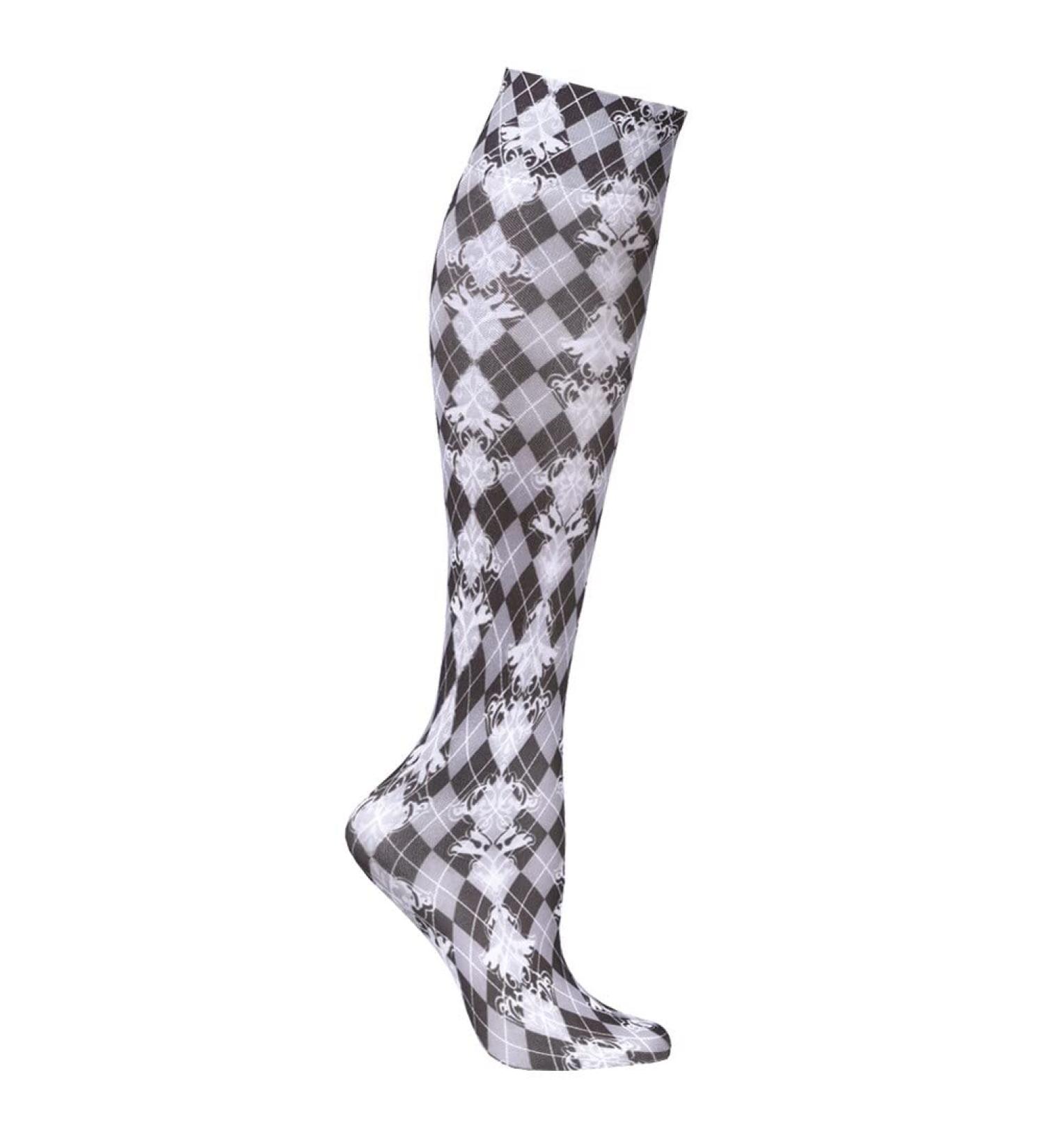 Celeste Stein Mild Compression Knee High Stockings Wide Calf - Navy Damask Harlequin