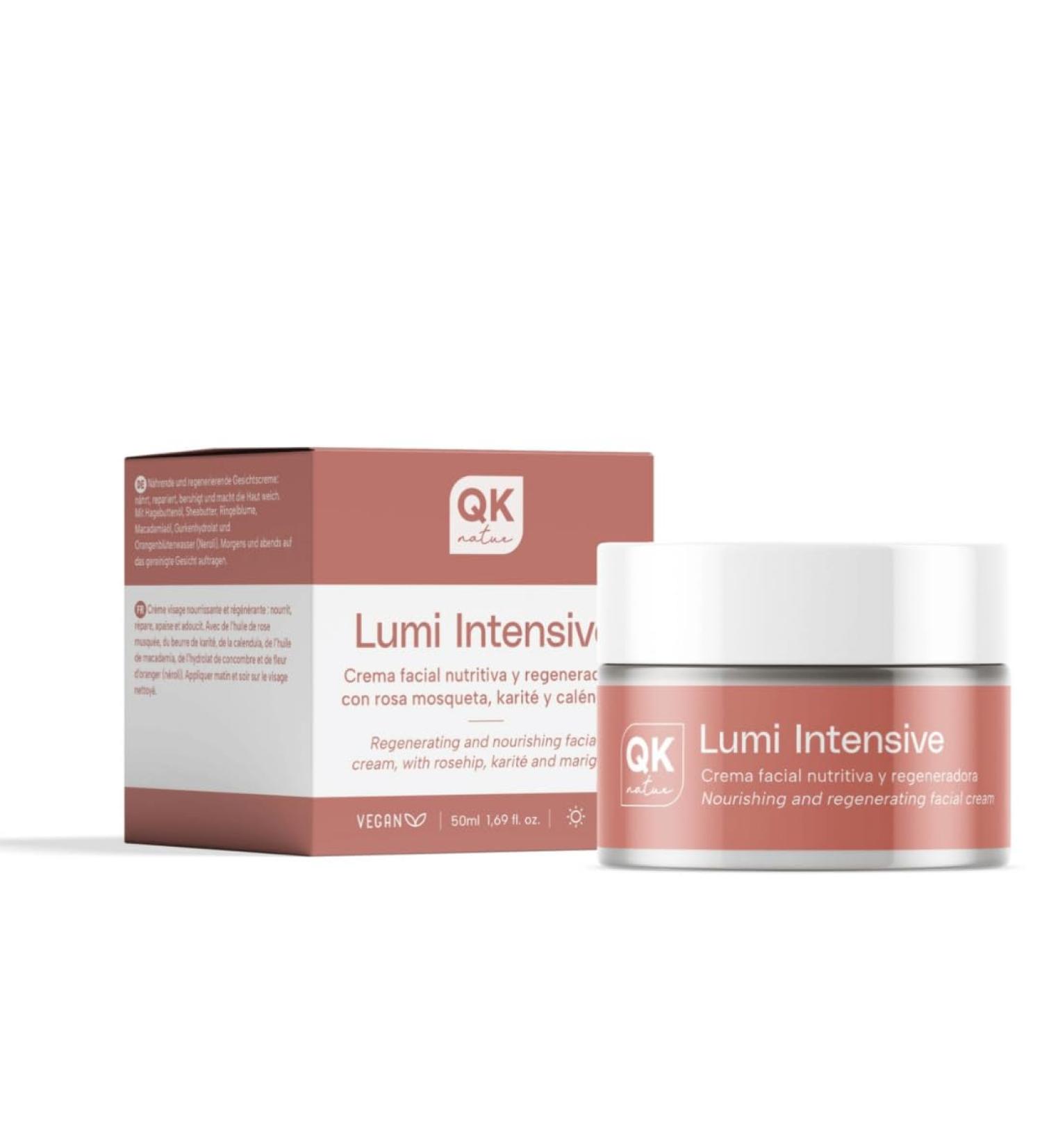  QKnatur Lumi Intensive - Nourishing and Regenerating Face Cream - With rosehip hydrosol shea butter calendula and cucumber - For dry and sensitive skin - 50 ml - Buy Online on GoSupps.com