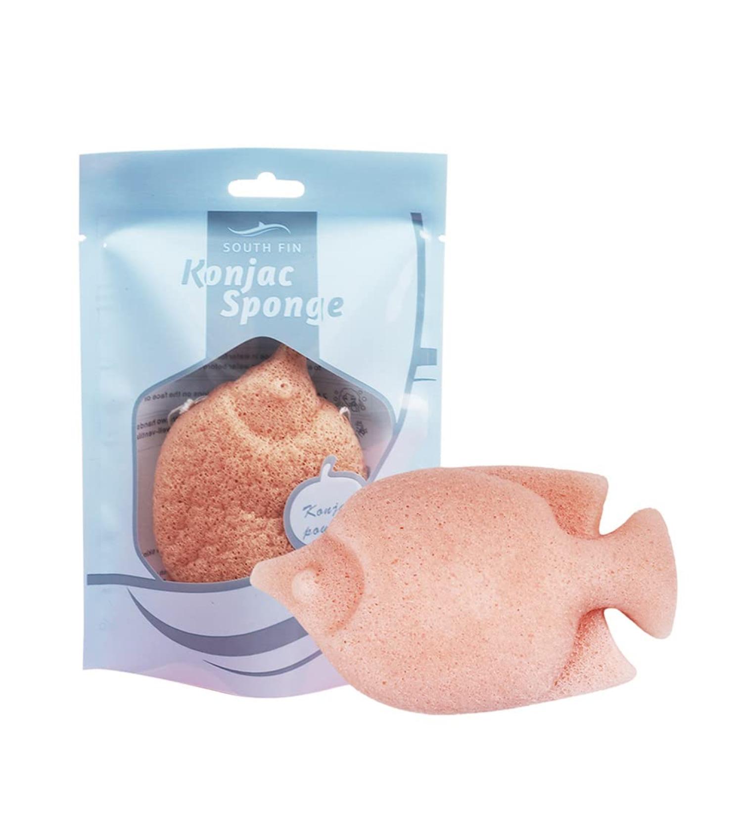 Verdant Touch Flutter Fish Shape Natural Face and Body Care Sponges Pink Dry Flutter Personal Care Product