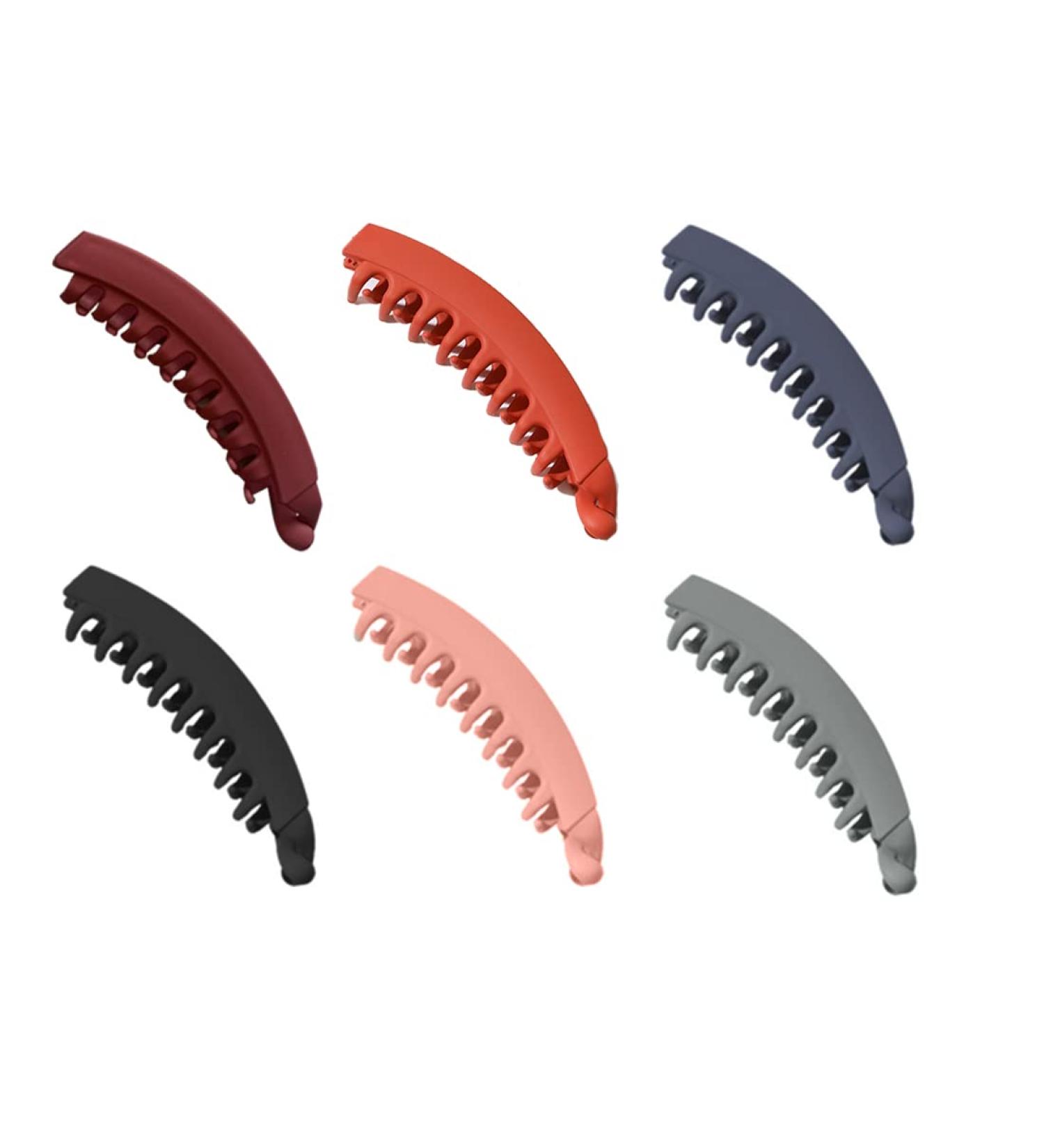 Tadipri 6 Pieces Banana Clips Hair Hair Clips for Women Acrylic Ponytail Clips (Blue Black Wine Red Orange Pink Grey) - Buy Online on GoSupps.com