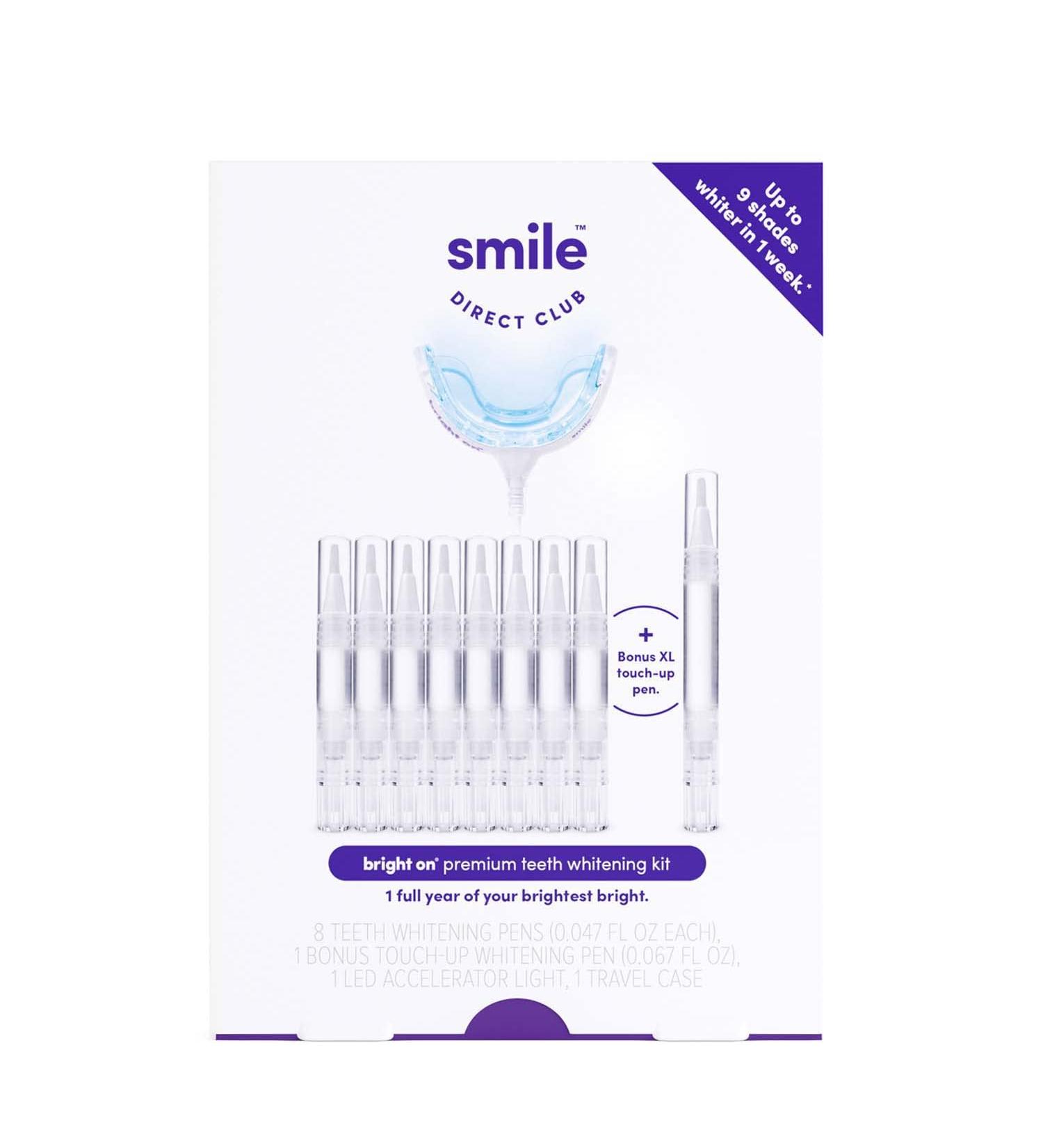SmileDirectClub Teeth Whitening Kit with LED Light - 9 Gel Pens - Professional Strength Hydrogen Peroxide - Enamel Safe - Up to 9 Shades Whiter - Buy Online on GoSupps.com