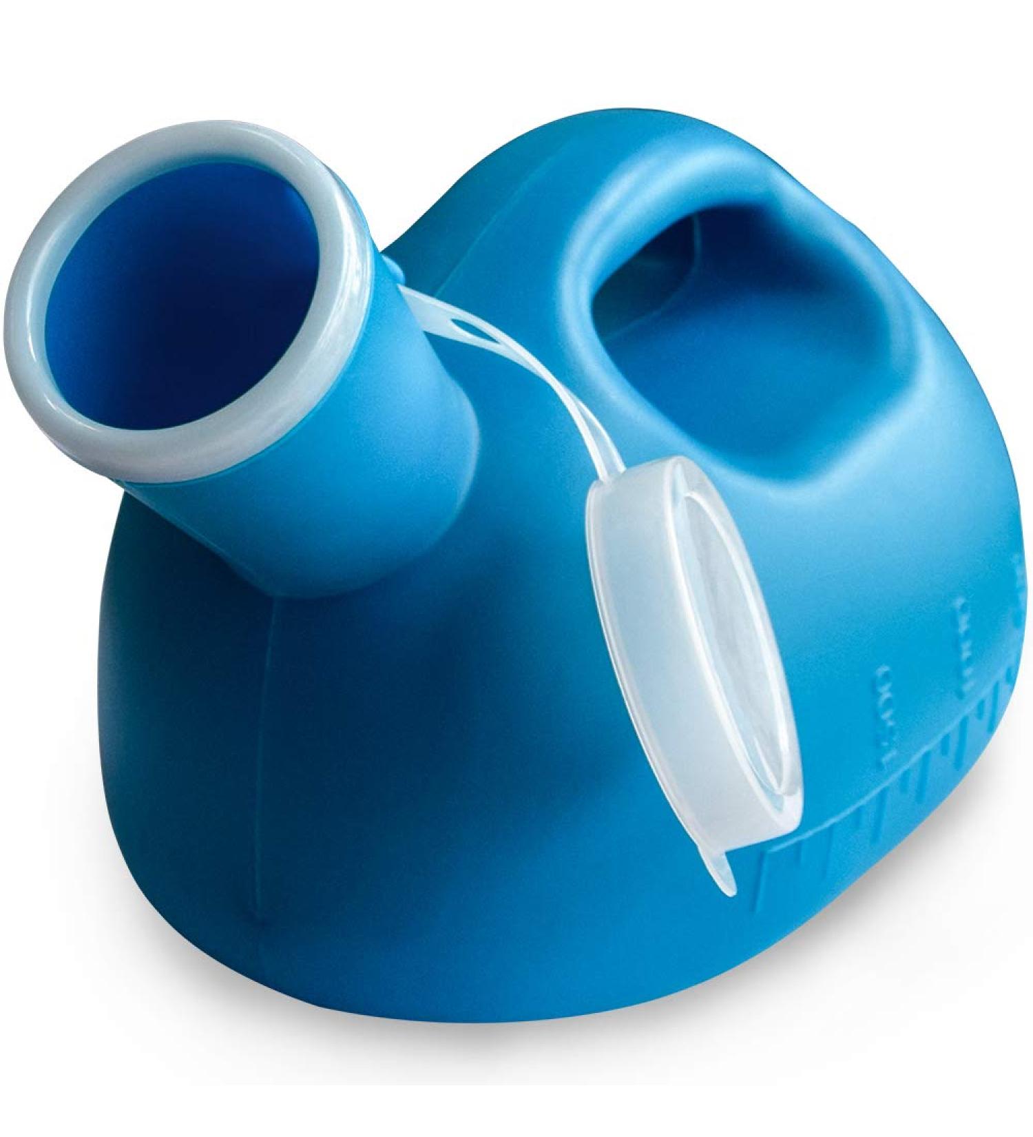 2000ml Portable Male Urinal - Large Plastic Pee Holder for Men - Ideal for Hospital, Incontinence, Elderly - Travel, Driving, Camping - Blue - Buy Online on GoSupps.com