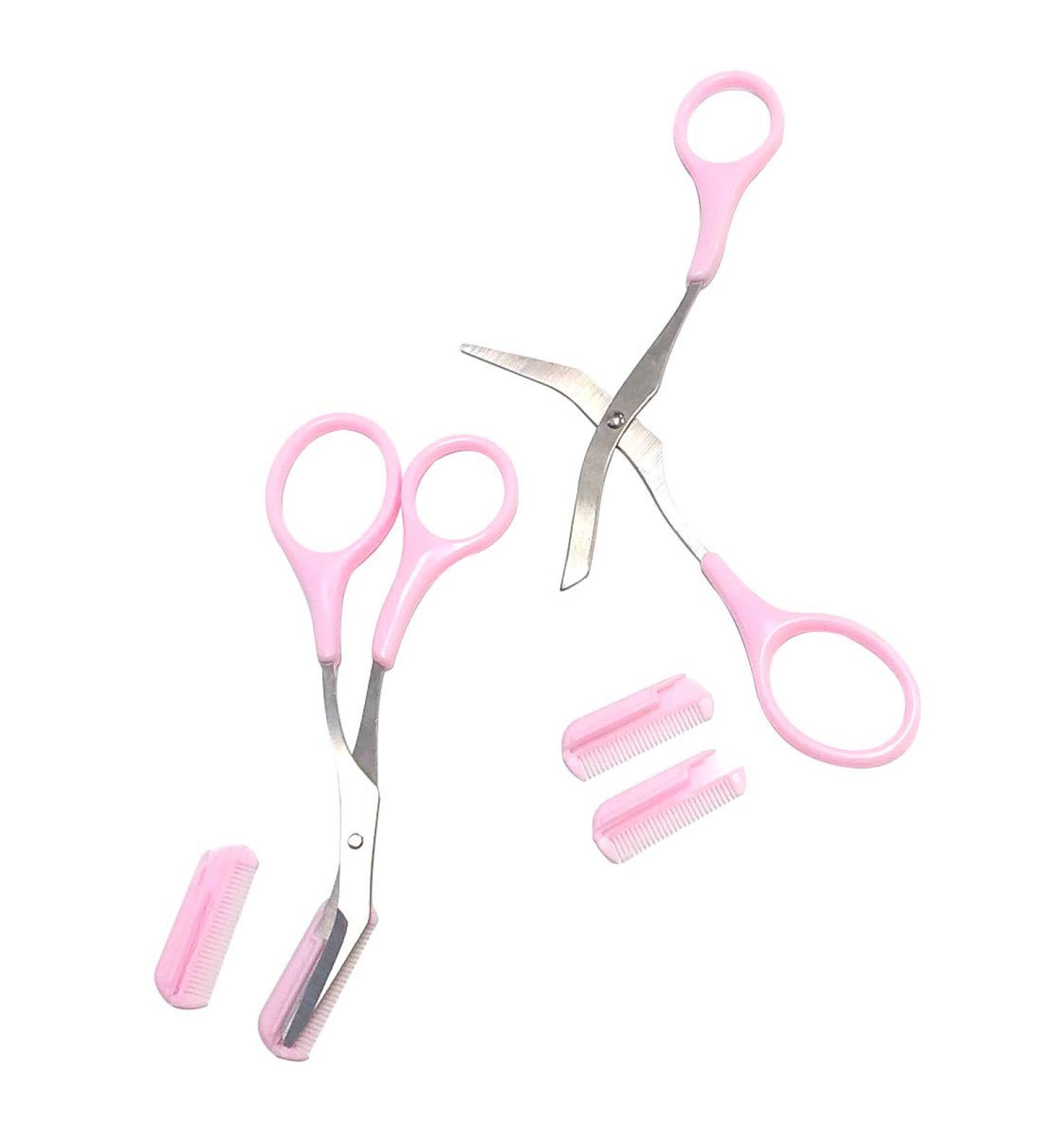 2 Pack Stainless Steel Eyebrow Trimmer Scissors & Combs Set for Women - Portable Eyebrow Removal Tools - Buy Online on GoSupps.com