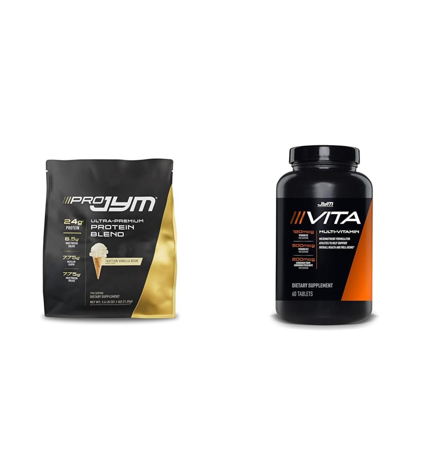JYM Supplement Science PRO JYM 45 Servings - Tahitian Vanilla Bean & tamin & Mineral Support Vitamin A C B6 B12 E K Boron Biotin Potassium 60 Tablets - Buy Online on GoSupps.com