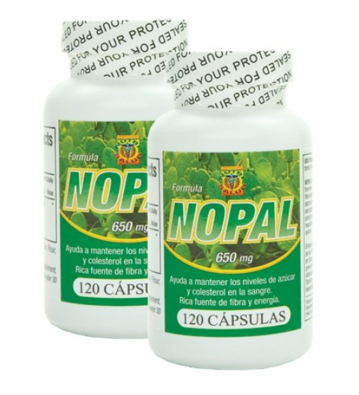 Nopal Capsule Set - 2 Jars x 120 Capsules. Pure & Authentic. Digestion Aid, Cholesterol Reduction, Colon Cleanse - Nutrisalud Products - Buy Online on GoSupps.com