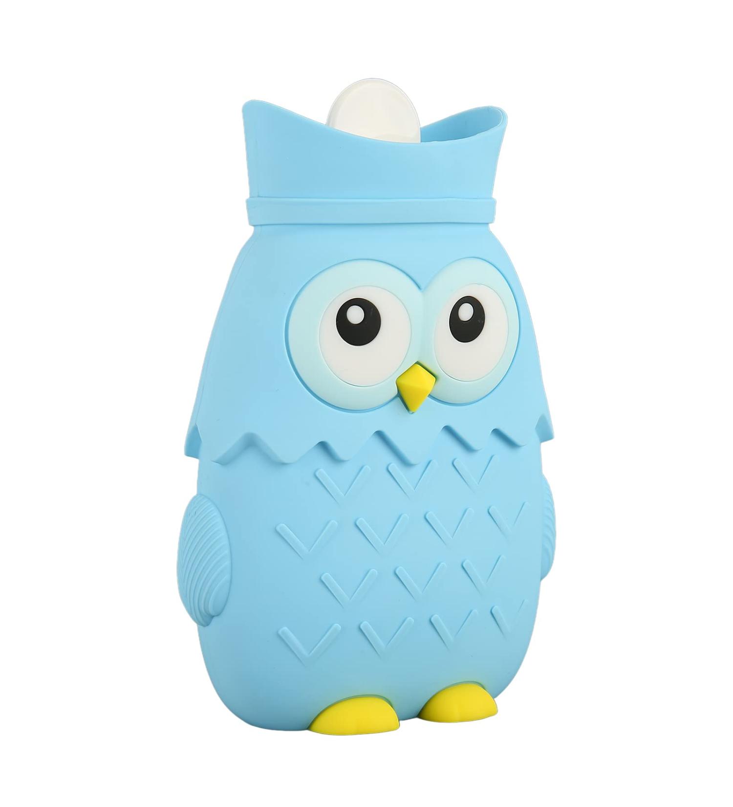 400ml Silicone Hot Water Bottle - Leak-Proof Cute Owl Design (Light Blue) | Portable & Ideal for International Shipping - Buy Online on GoSupps.com