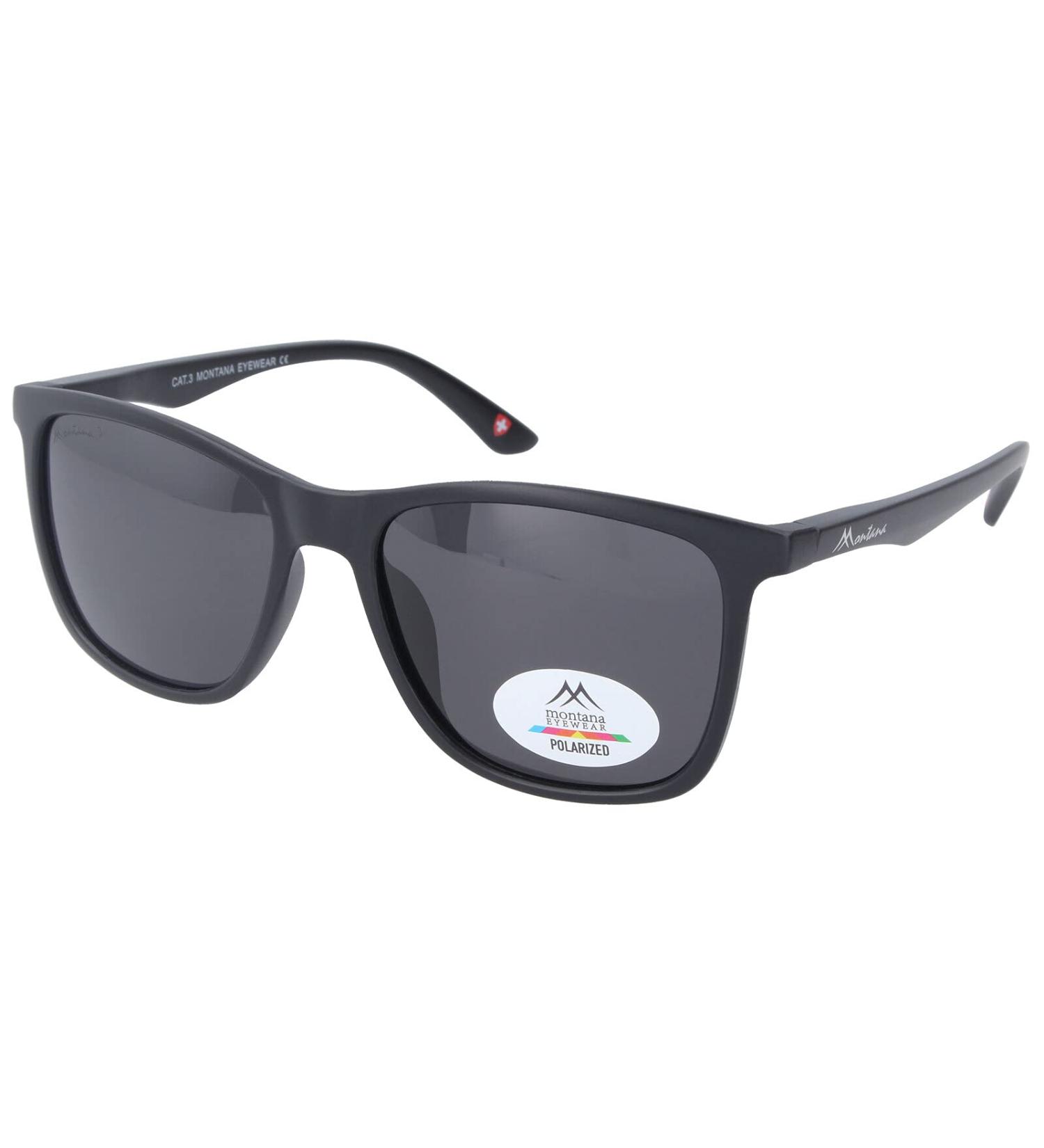 Montana Eyewear MP6 polarized sunglasses made of matte plastic with spring hinge in black