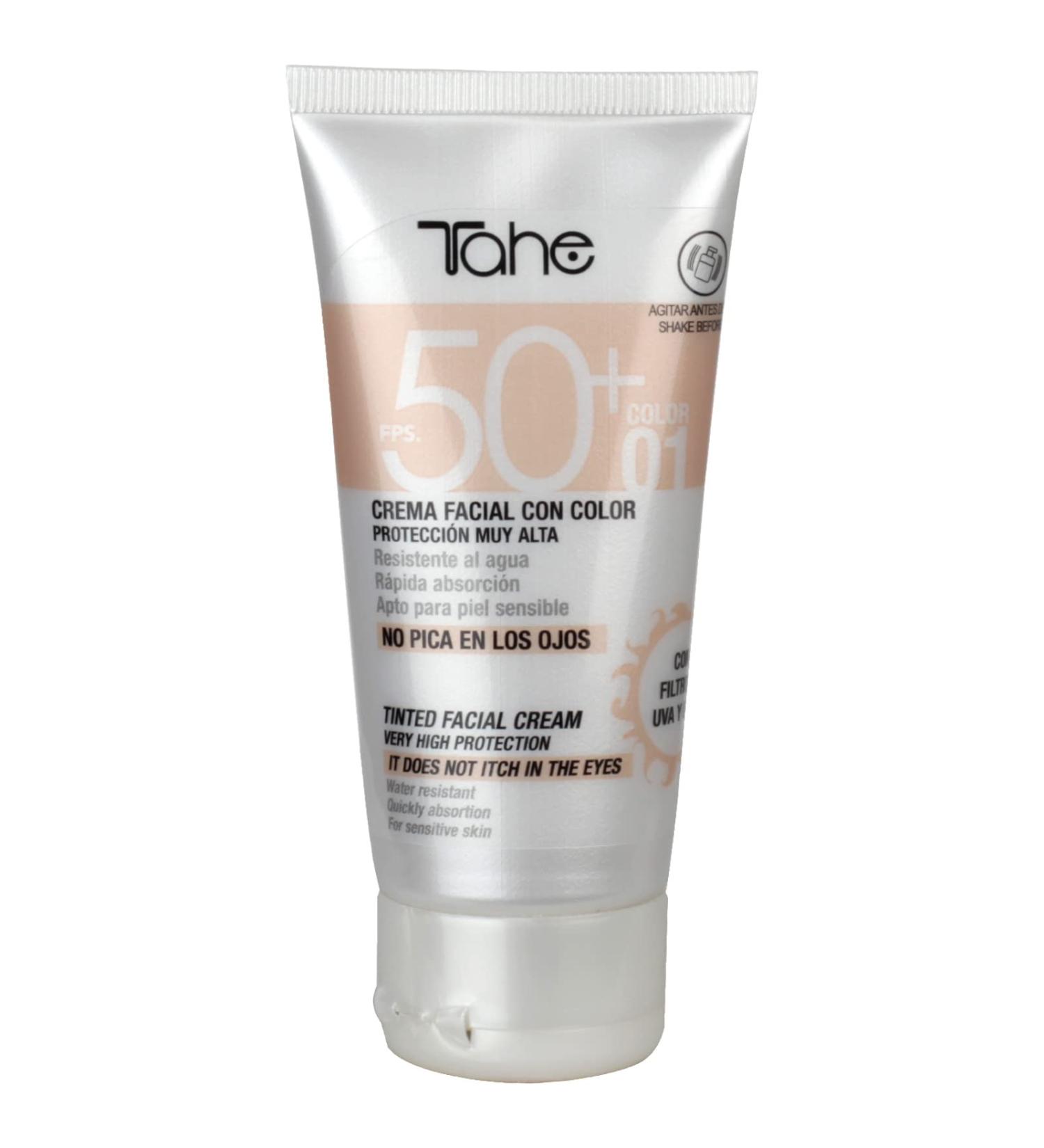 Tahe Sun Protection Face Cream with Color S.P.F 50+ 50 ml (No.01) - Buy Online on GoSupps.com