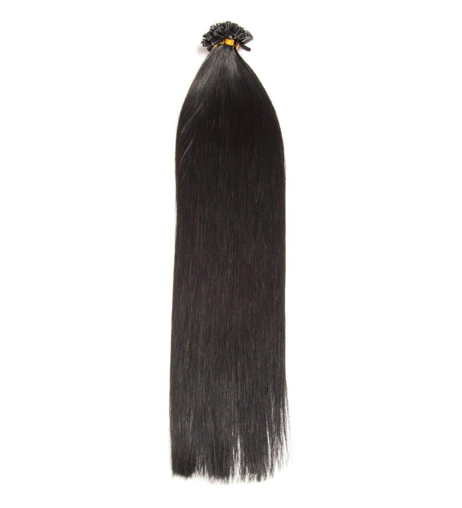 Black Keratin Bonding Extensions - 100% Remy Human Hair 50 Strands 50cm U-Tip Color #1 Black - International Shipping Available - Buy Online on GoSupps.com