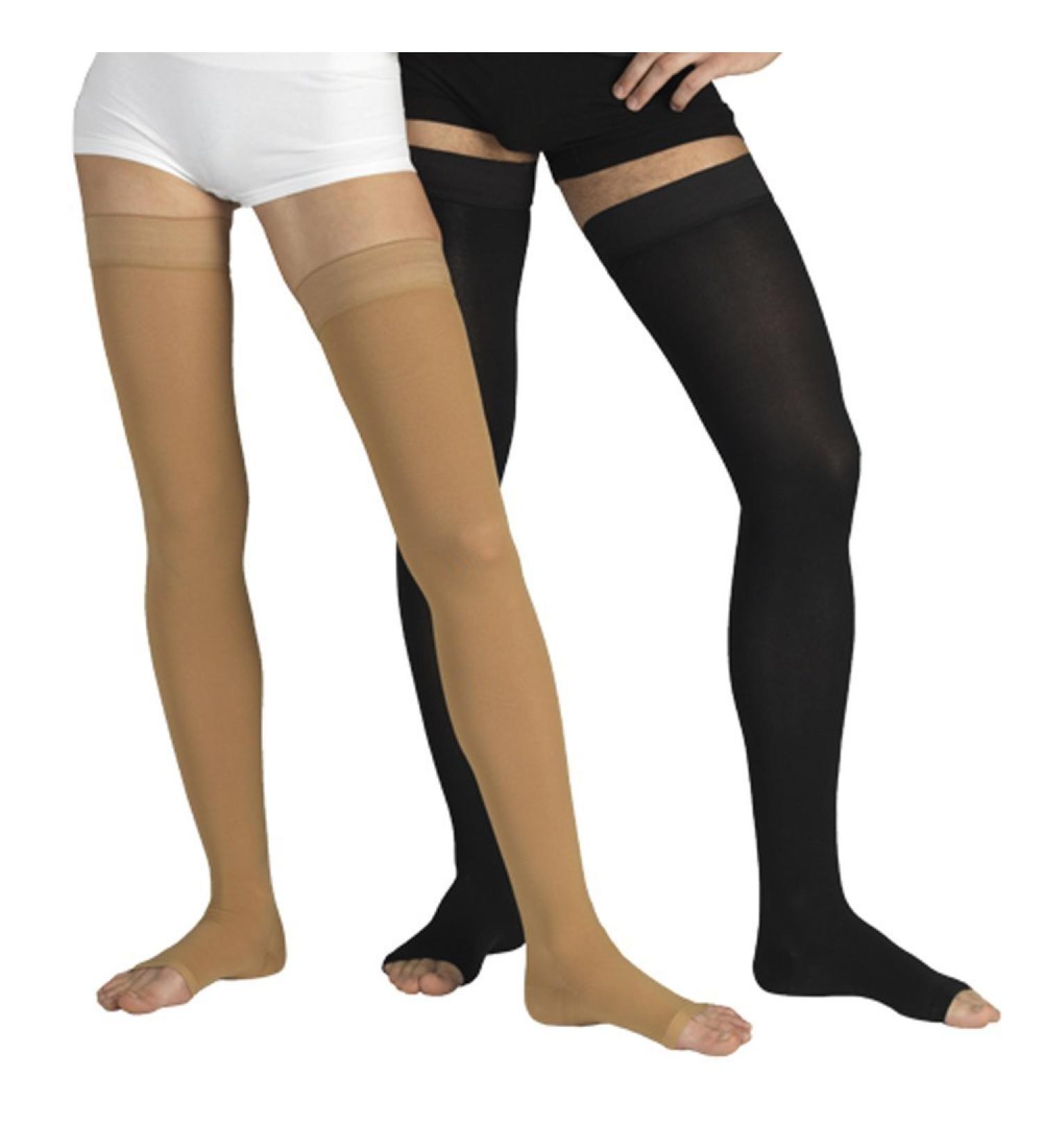Tonus Elast Compression Stockings 23-32 mmHg Class II - Open Toe Silicone Band Unisex Support Stockings (M - 158-170 cm Black) - Buy Online on GoSupps.com