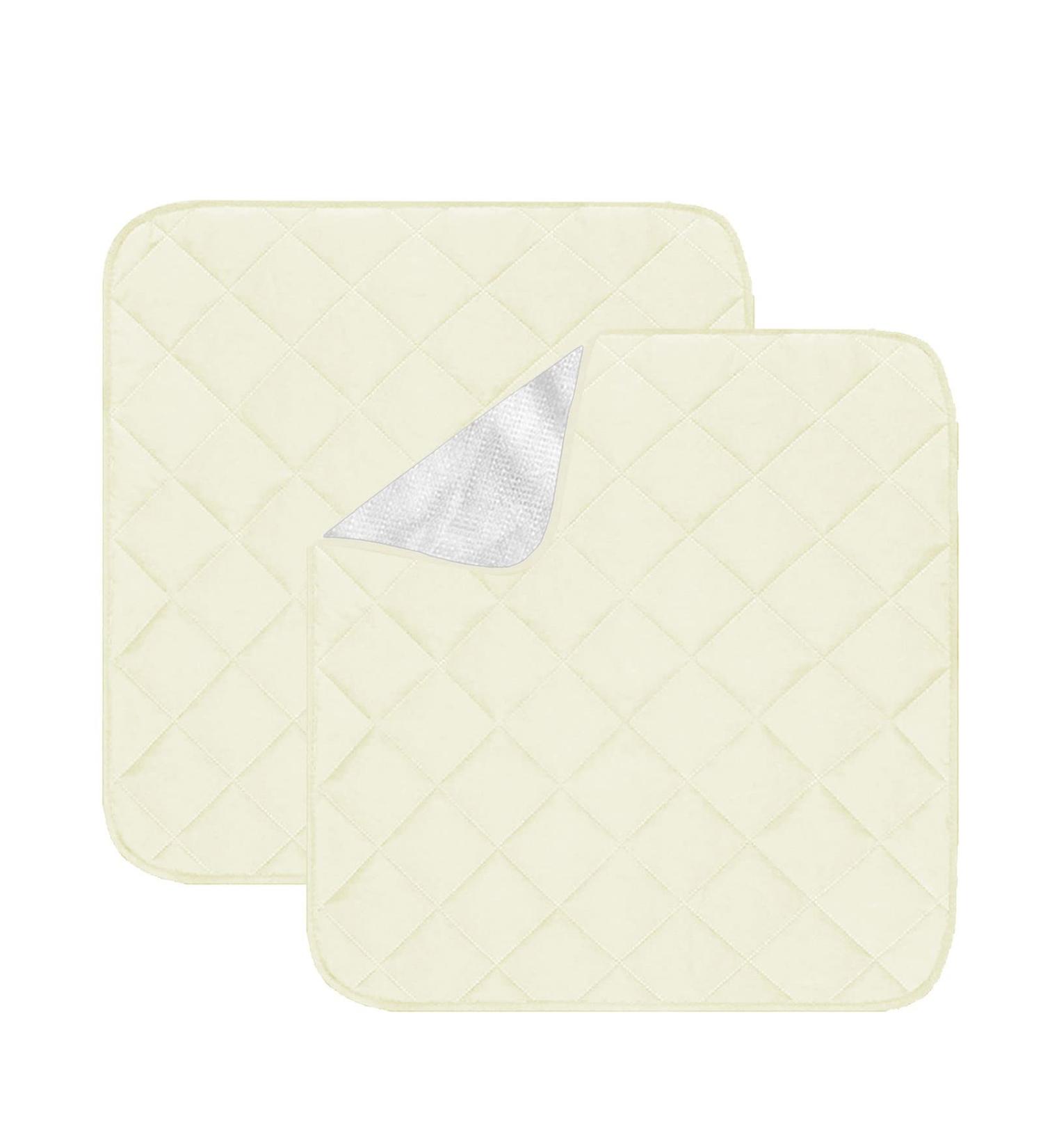 Ruiqas Waterproof Reusable Seat Cushion for Seniors | 2-Piece Washable Incontinence Stool Cushion (22x21) - Beige Sub-Pad Protection - Buy Online on GoSupps.com