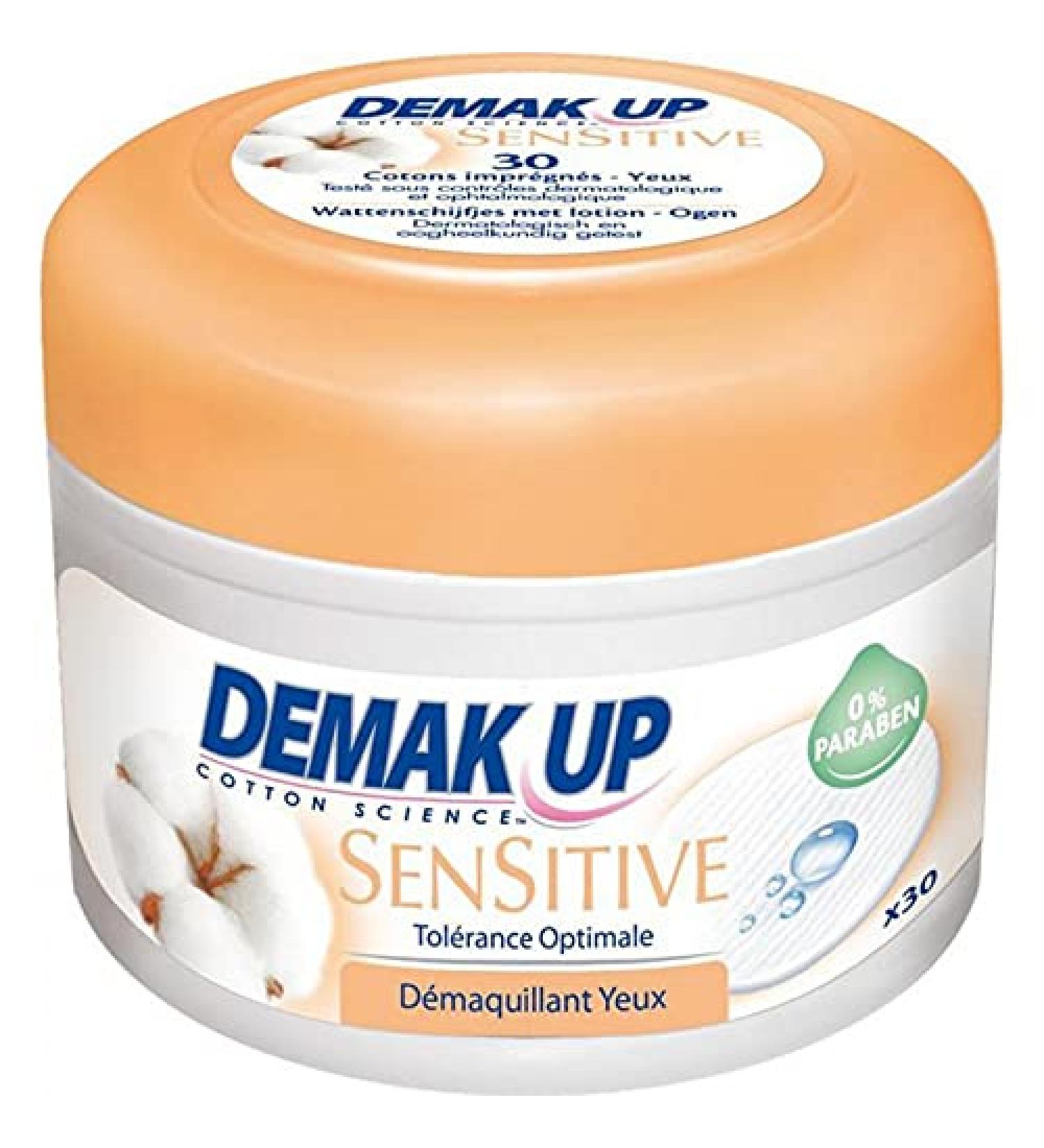 Demak Up Sensitive Tolerance Optimal Impregnated Cotton Pads Eye Makeup Remover Pot of 30 Cotton Pads (pack of 4)