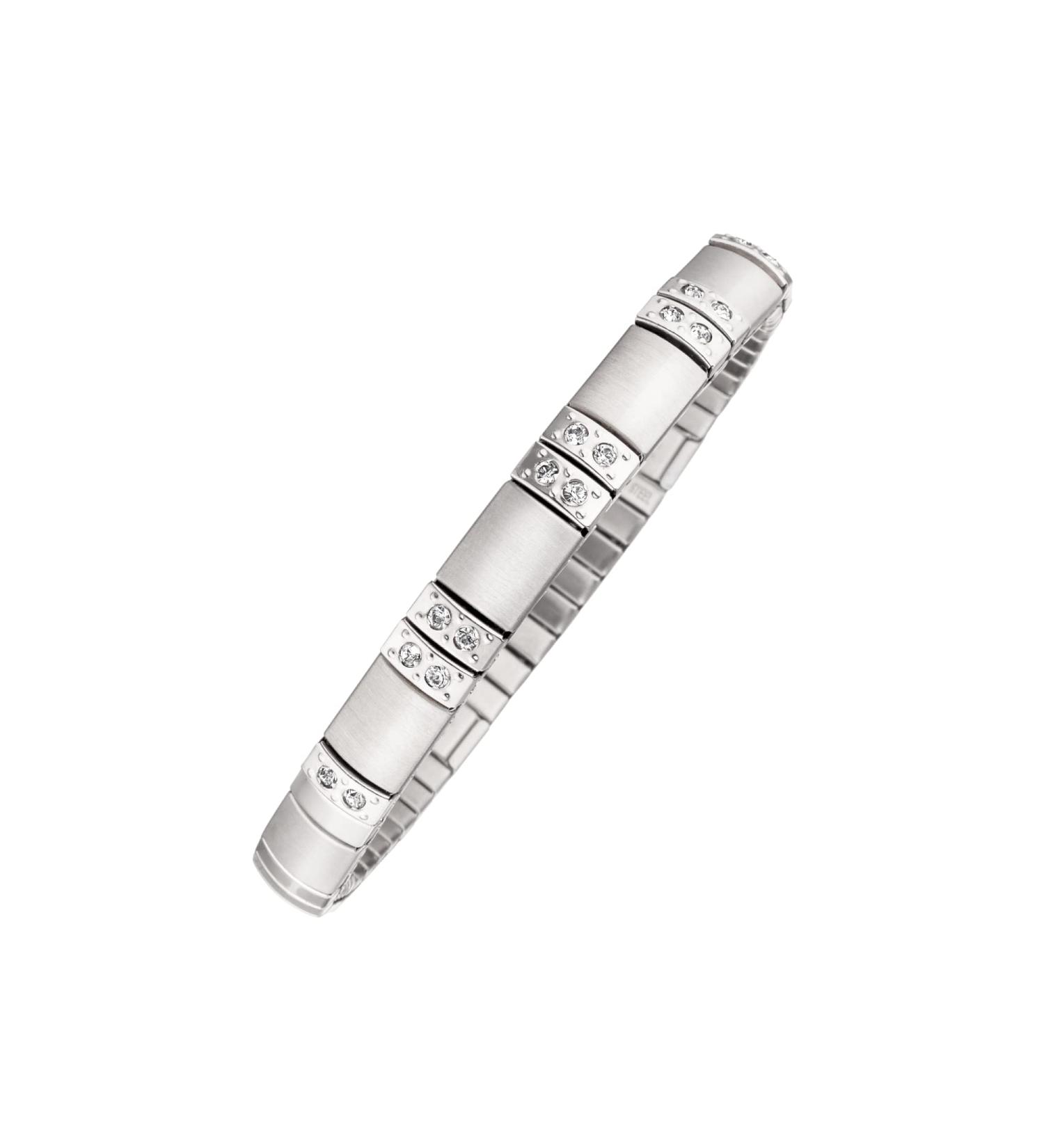 Shop Magnetix Wellness Flexi Magnetic Jewelry - Gloss Design Silver with Crystals | Comfortable Fit for Swollen Wrists (XL) - Buy Online on GoSupps.com