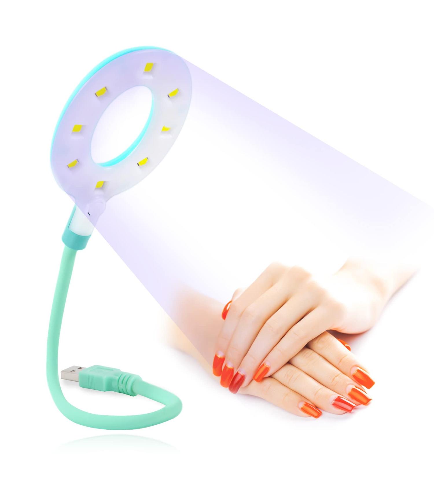 XttnBM 16W USB UV LED Nail Lamp Mini Dryer for Gel Nails | 8 UV/LED Beads, Flexible Gooseneck, 60s Curing Time | Portable Nail Polish UV LED Light for Travel and Home Nail Art - Buy Online on GoSupps.com