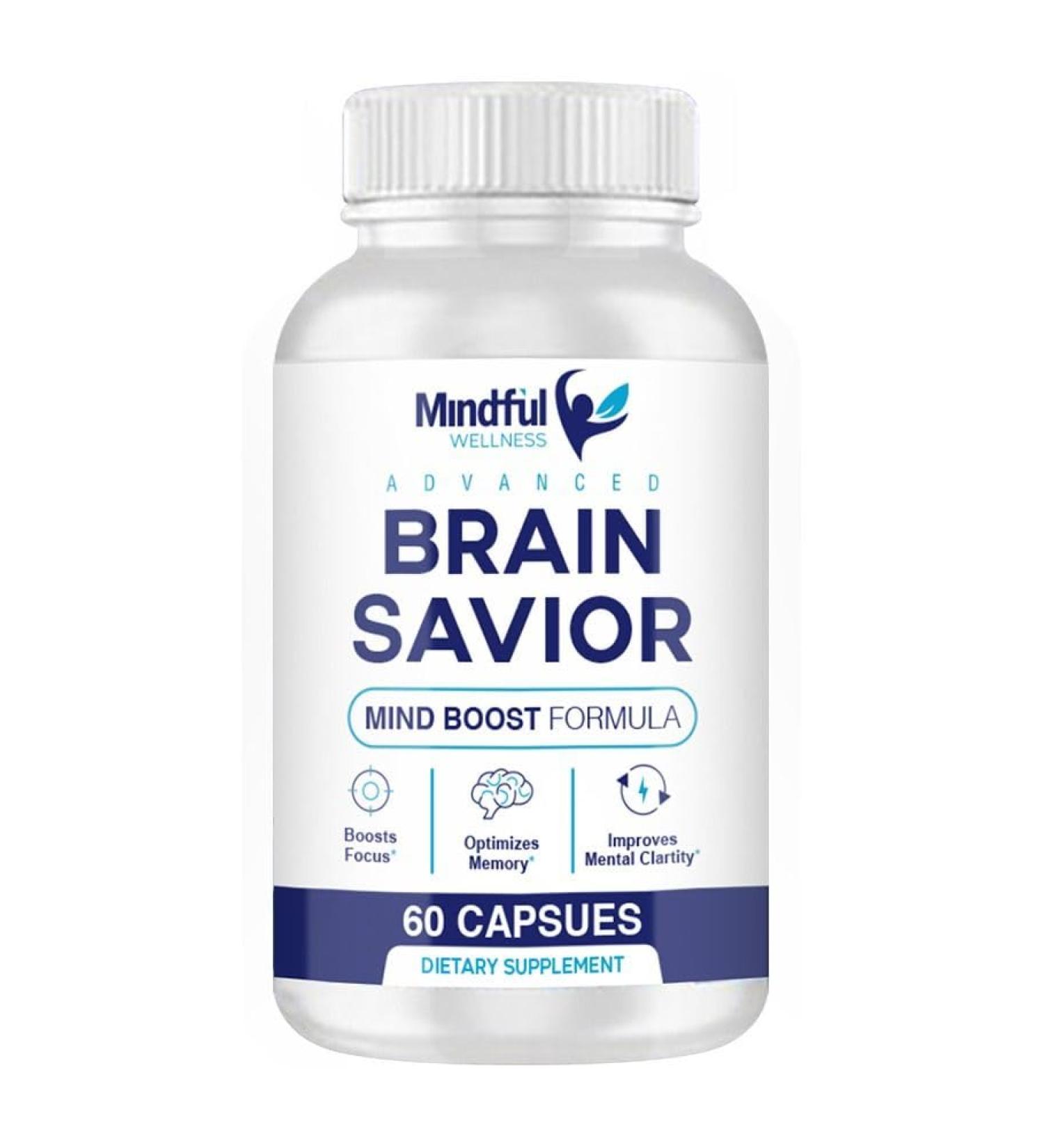 nutradash Brain Savior Capsules - Brain Savior by Mindful Wellness - Brain Savior Mind Boost Formula (60 Capsules - 1 Month Supply)
