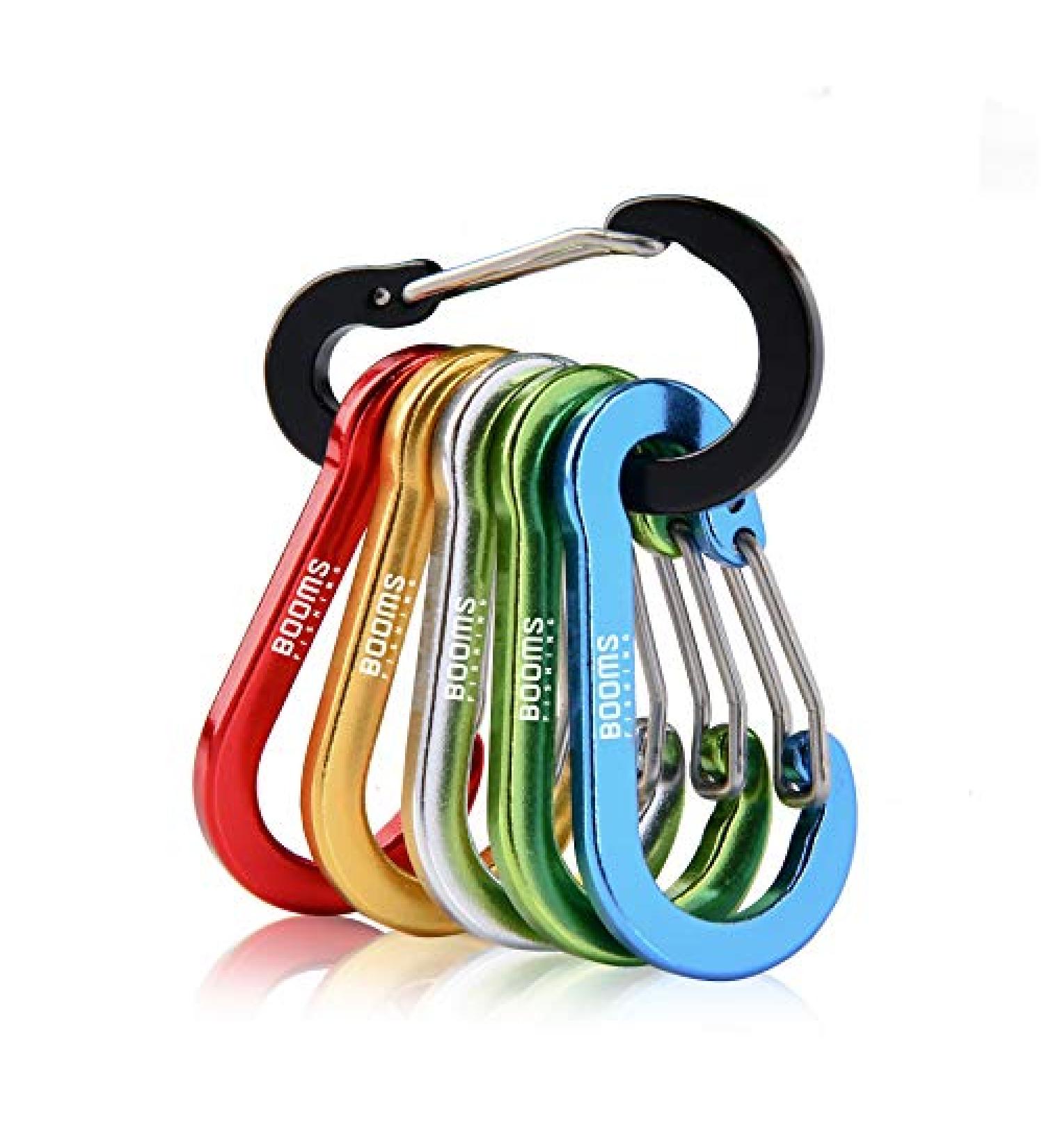 Booms Fishing CC1 Multi-Use Carabiner Clip 6 Pack - Small Aluminum D-Ring Carabiners - Mini Keychain Clips - 2 inch - Multi-colored Assorted (6pcs) - Buy Online on GoSupps.com