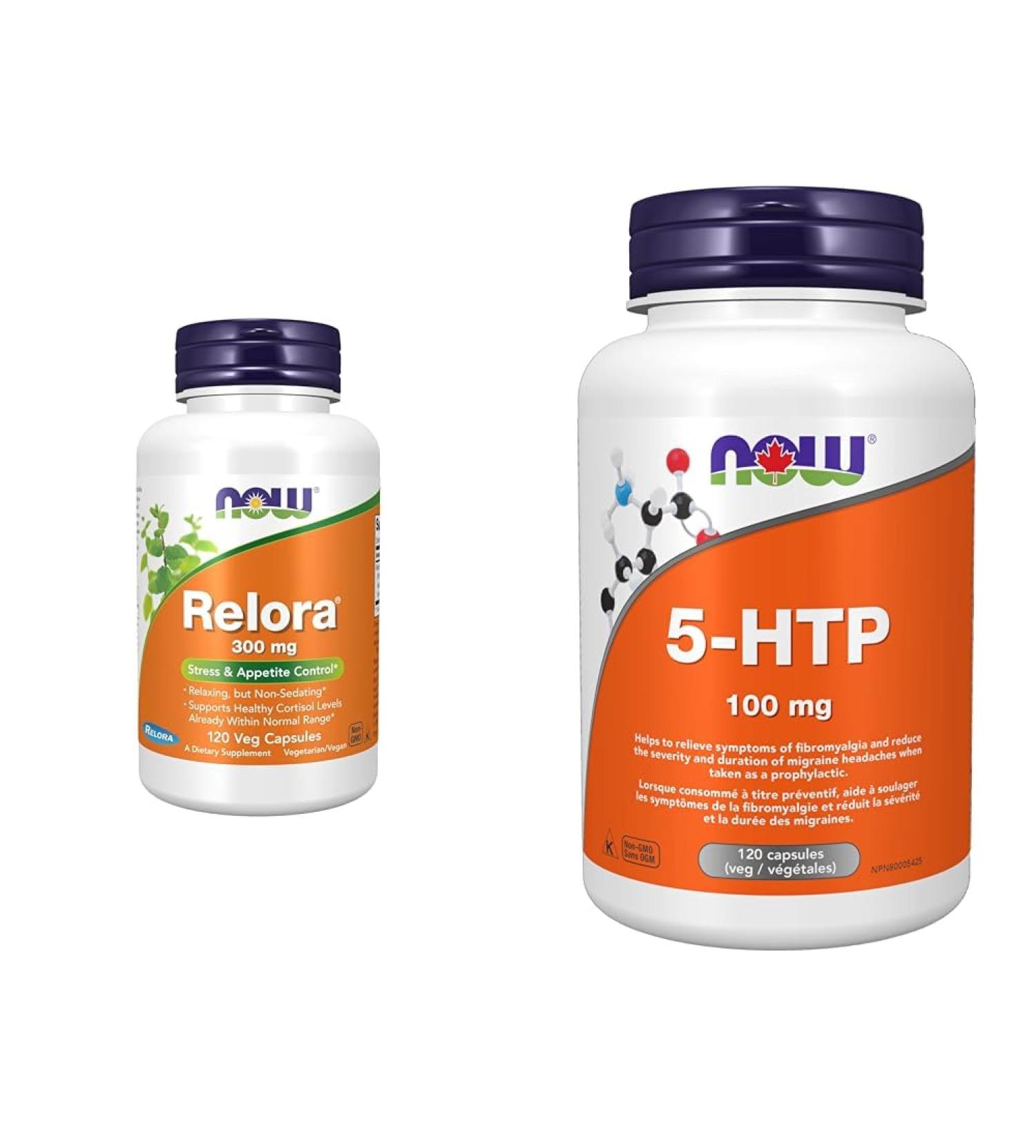 NOW Supplements Relora 300mg Capsules 120 Count & Supplements 5-HTP (5-Hydroxytryptophan) 100mg Capsules 120 Count SUPPLEMENT + SUPPLEMENT NOW 5-HTP 100mg - Buy Online on GoSupps.com