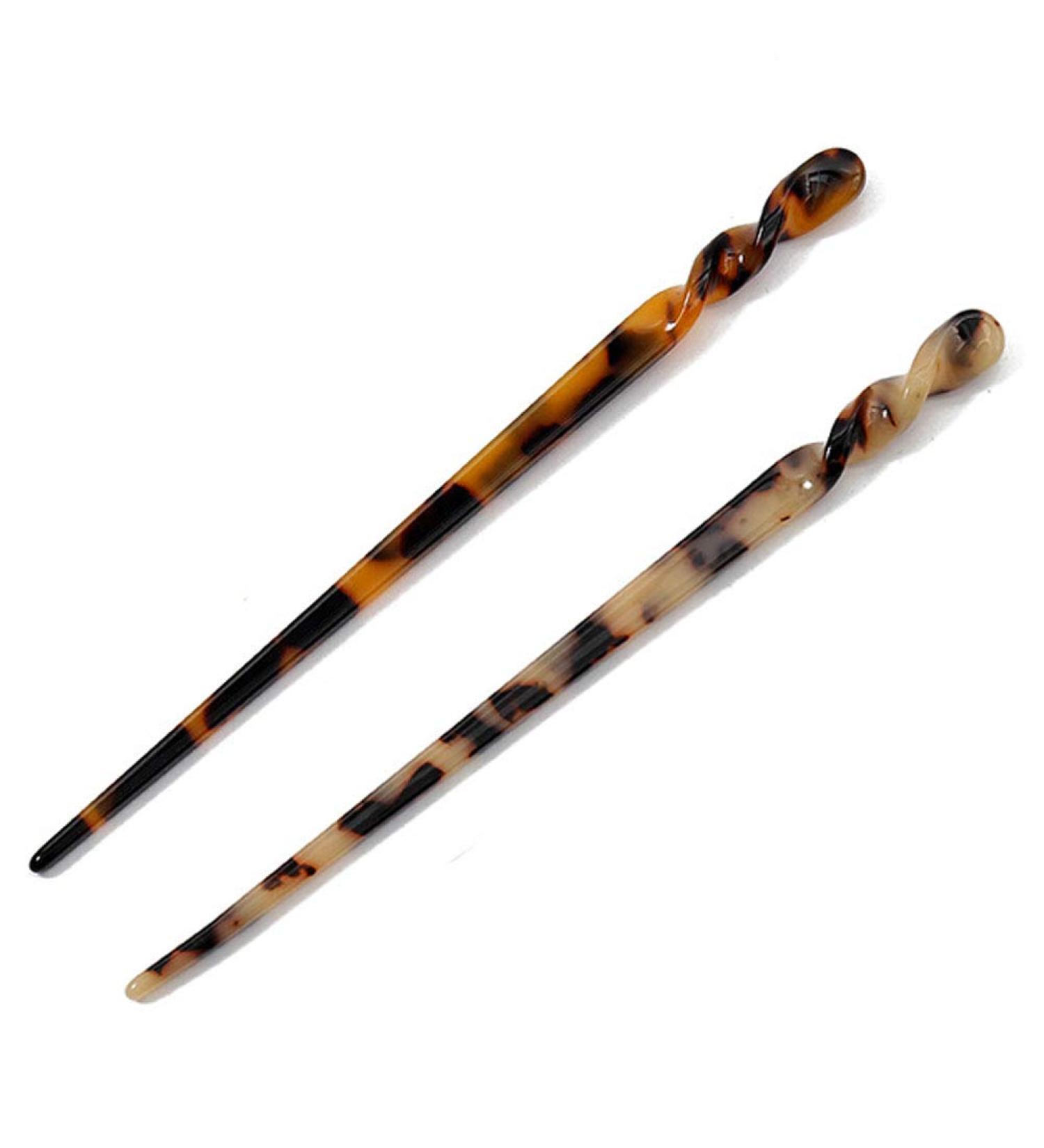 Set of 2 Tortoise Shell Acetate Hair Sticks - Stylish Hair Accessories for Women and Girls - Buy Online on GoSupps.com
