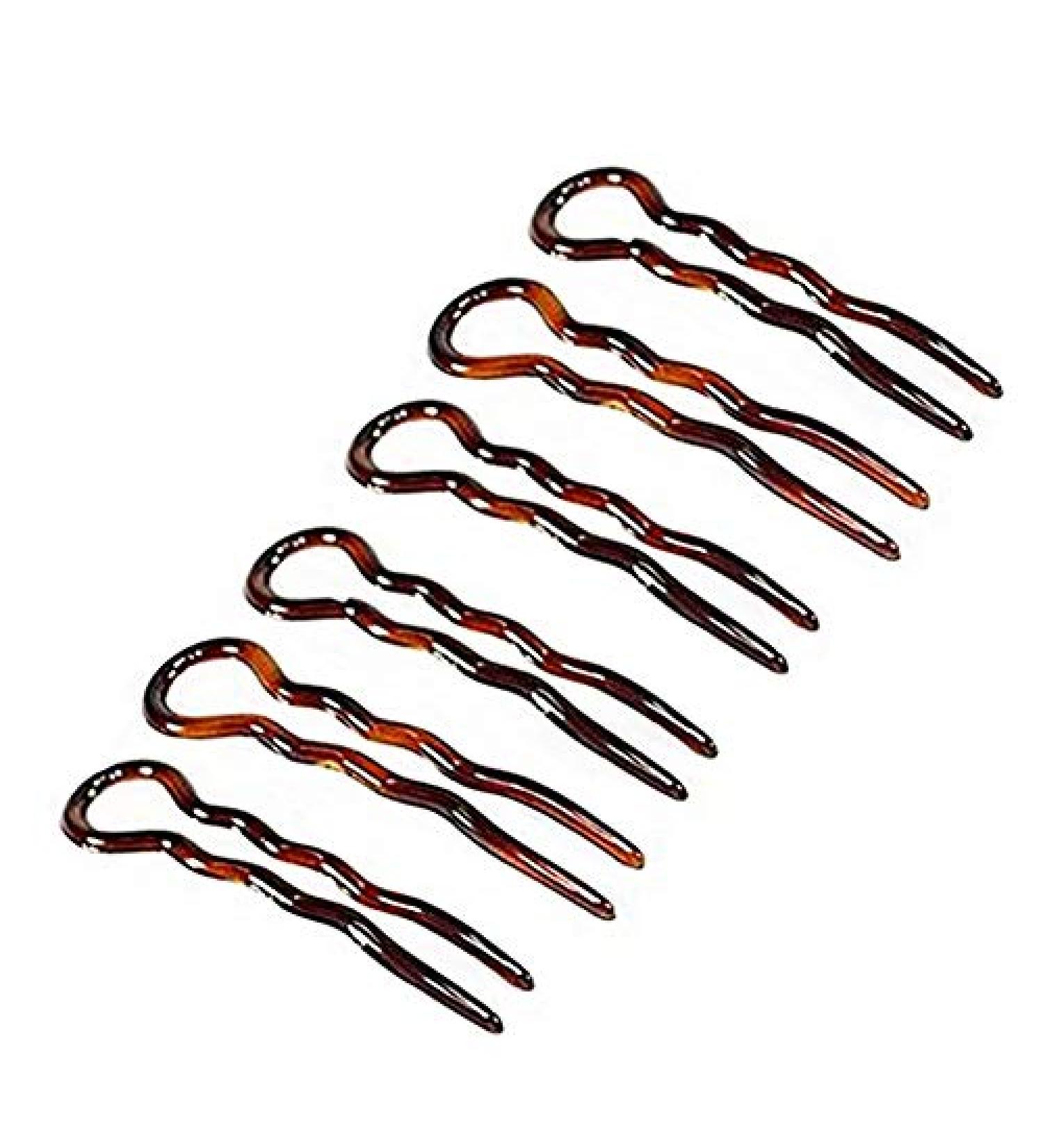 6PCS Brown Plastic U Shaped Hair Pins for Women - Hair Styling Clip Updo Bun Twist Chignon Bobby Pins - Buy Online on GoSupps.com