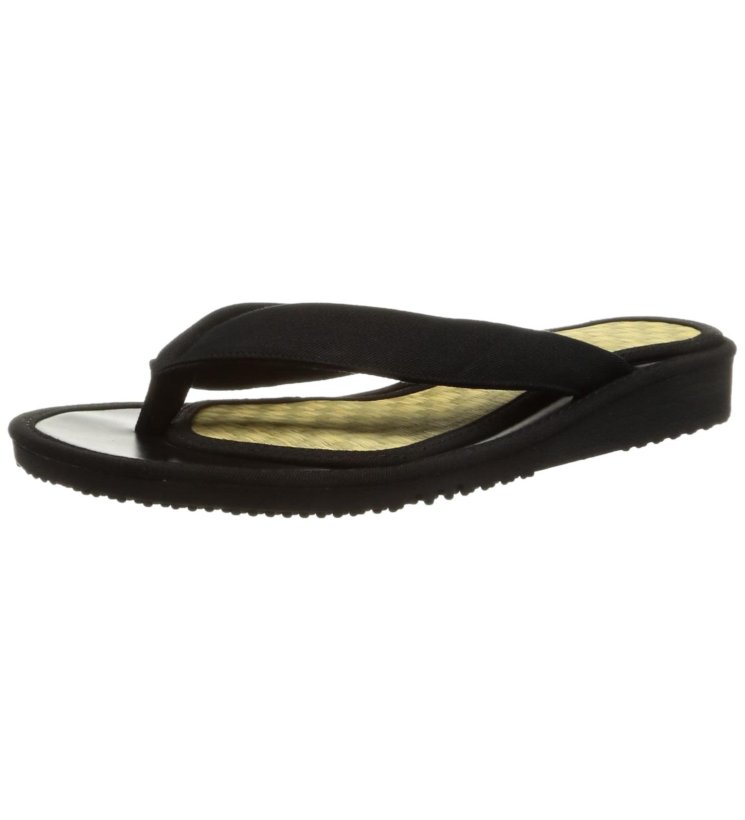 ASHIYUBI UNDOU ZORI+Plus - Authentic Japan Kumamoto Yatsushiro Igusa (Rush Grass) Sandals (LL Black) - Premium Quality for International Shipping - Buy Online on GoSupps.com