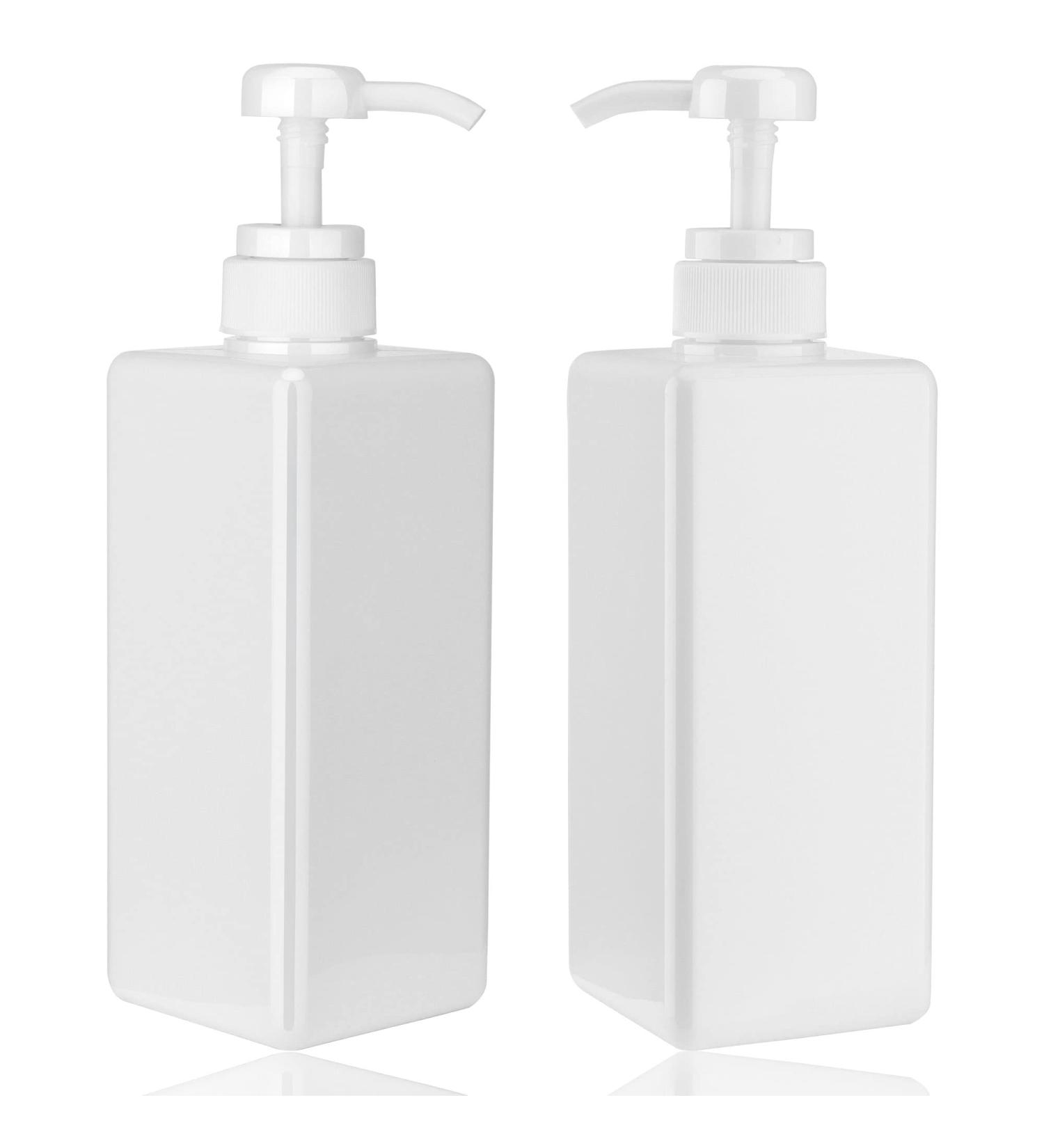2Pack 22oz/650ml Pump Bottle Dispenser Jansburg - Refillable Square Plastic Lotion Dispenser - Empty Liquid Container for Soap, Lotion, Shampoo - White - 2PCS - Buy Online on GoSupps.com