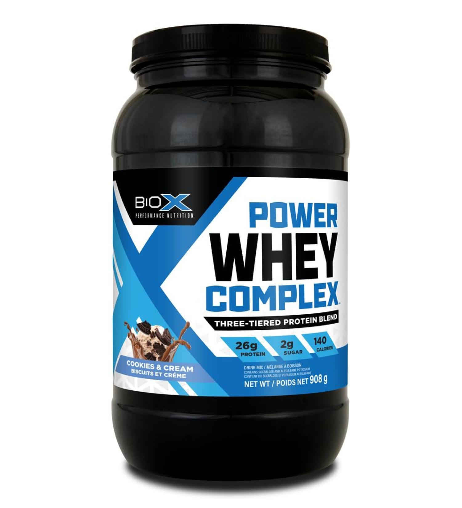 BioX Power Whey Complex | High Protein 100% Pure Whey Protein Powder | 26g Protein | Nitrogen-Rich Three Tiered Powder with Whey Concentrate Whey Isolate Hydrolyzed Whey | 26 Servings 2LB (Cookies & Cream) Cookies & Cream 26 Servings (Pack of 1) - Buy Online on GoSupps.com