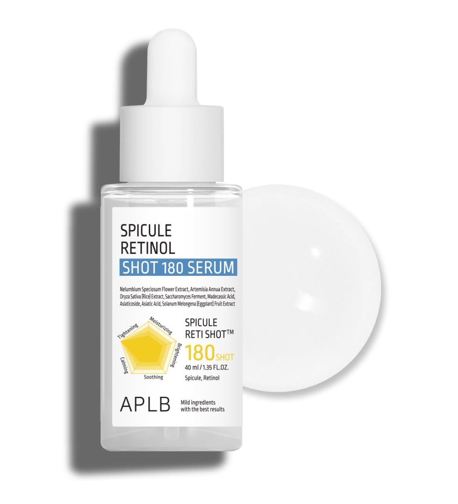 APLB Spicule Retinol Shot 180 Serum | SPICULE RETI SHOT 180 1.35 FL.OZ/Korean Skincare Gentle Exfoliation Wrinkle Care Long lasting hydration Revitalize for gentle and improve skin texture - Buy Online on GoSupps.com