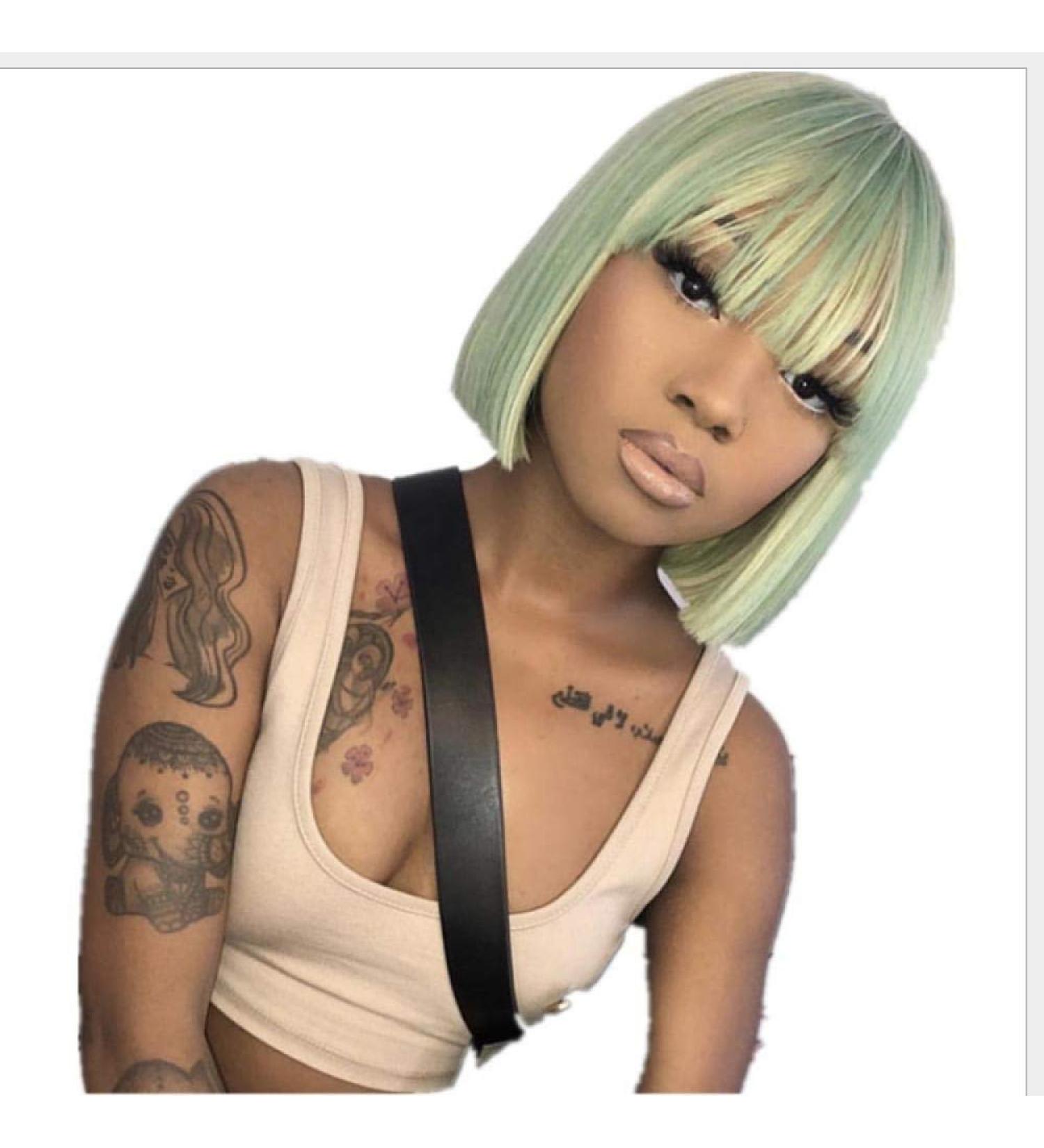 Buy BGHJUE African Green Bob Lace Front Wig - Pre-Plucked Human Hair for Black Women - Buy Online on GoSupps.com
