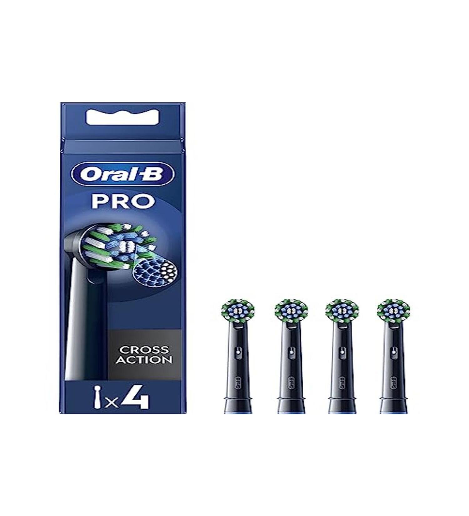 Oral-B per cross action brush heads for electrical toothbrushes 4 pieces of black 1 unit (Lot de 4) pack with 4 units-black