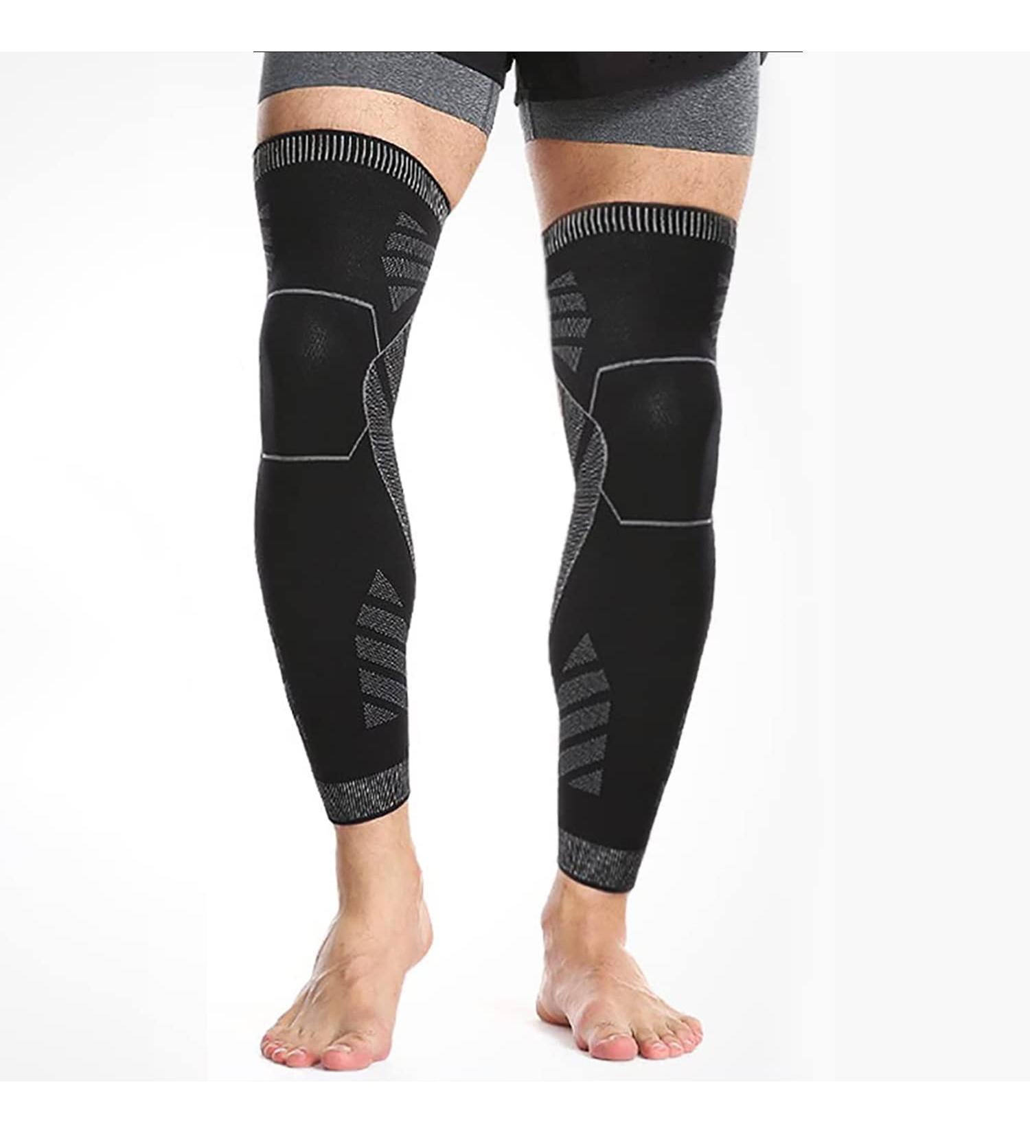 SPOTBRACE Long Leg Compression Sleeves for Men (2 Pack) - Knee Brace Support for Basketball, Football, Running - XL Black - Pain Relief & Joint Protection - Buy Online on GoSupps.com