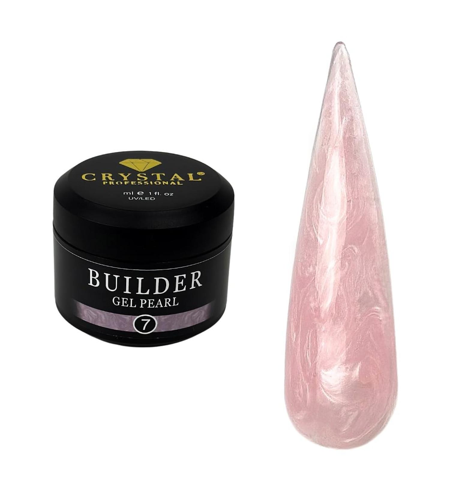 Crystal Professional Builder Gel 15 ml medium consistency and pearly sheen for extensions sculpting and stability UV nail gel pearly pink 007