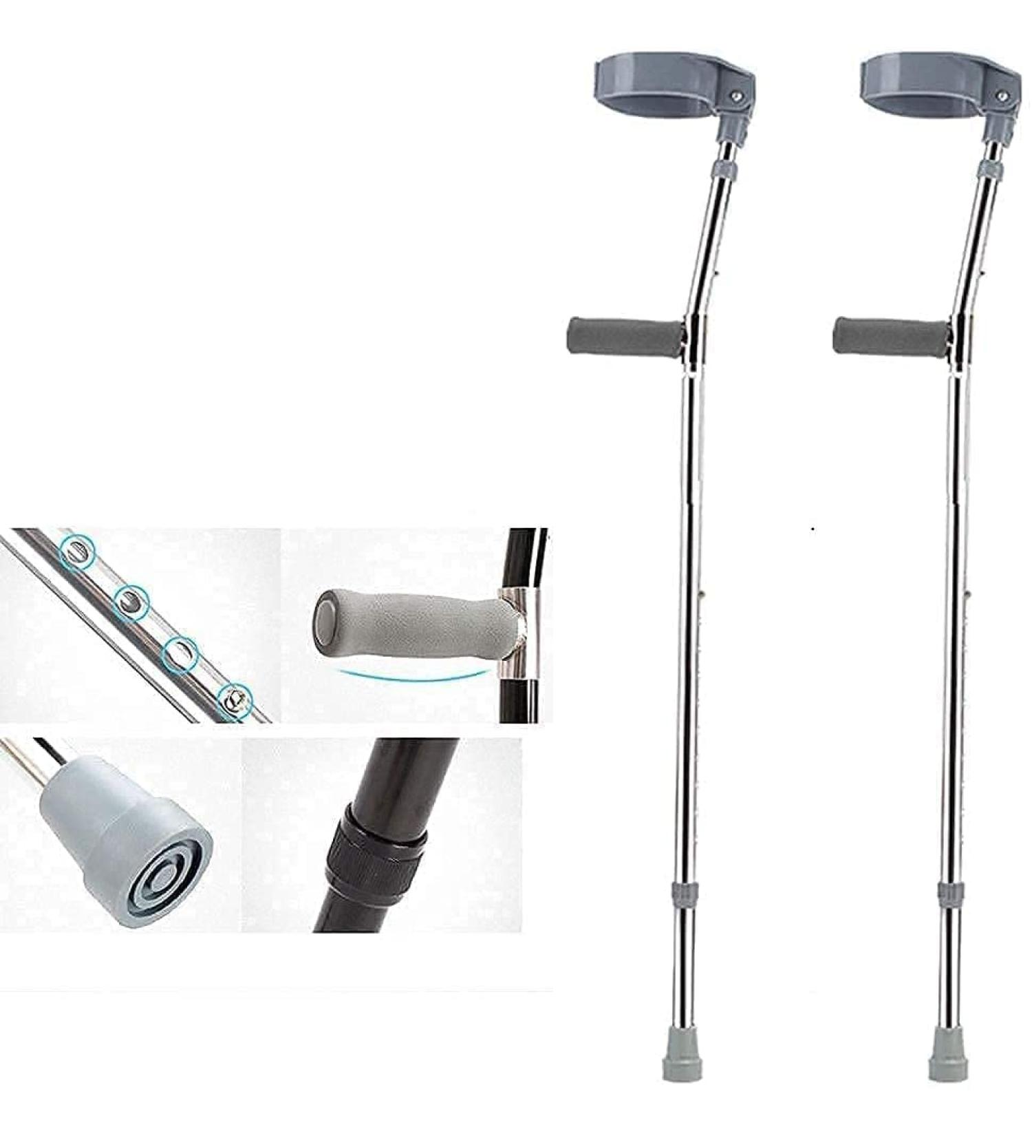 Forearm Crutches Adjustable Non Slip Crutch Four Feet Walking Old Man Walking Aid Scalable Regulation Aluminum Alloy Light Elderly Cane Lightweight Arm Crutch Bright Day