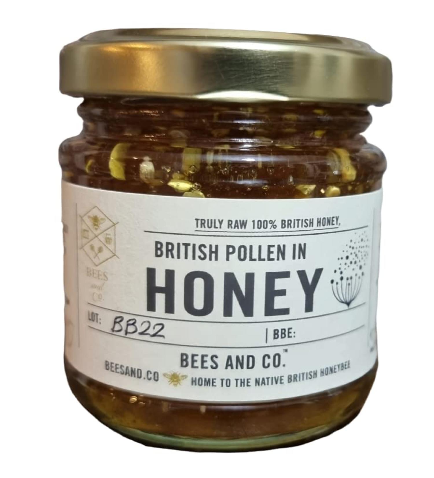 Pollen in British Honey - British Pollen collected throughout the whole season in RAW British Honey (114g Glass jar) - Buy Online on GoSupps.com